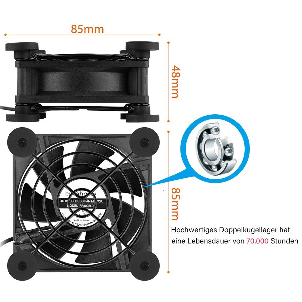 usb PC Ventilator leise USB euroharry lüfter 80MM Mini USB-Ventilator pc 2IN1 PC lüfter