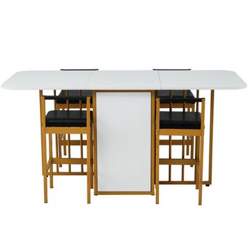 REDOM Essgruppe Esstisch mit 6 Esszimmerstuhl, (7-tlg), Küchetisch Barstuhl Sitzgruppe,mit Stauraum, 1 Tisch mit 6er Stühlen