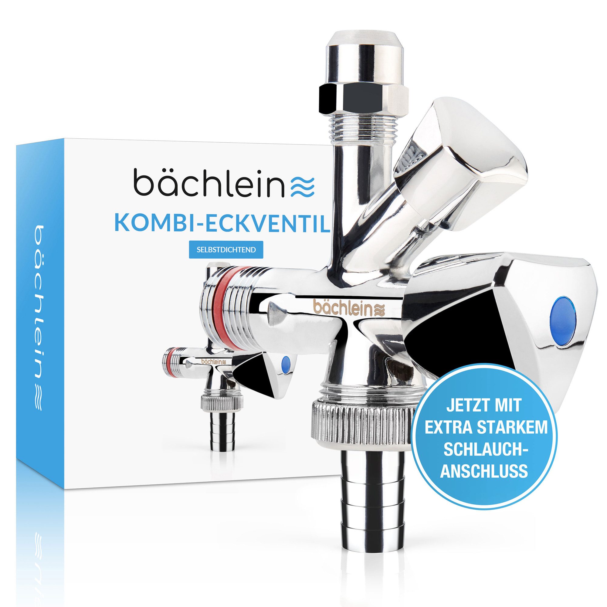 Bächlein Geräteventil Kombi-Eckventil - 3 Wege Auslaufventil, Chrom