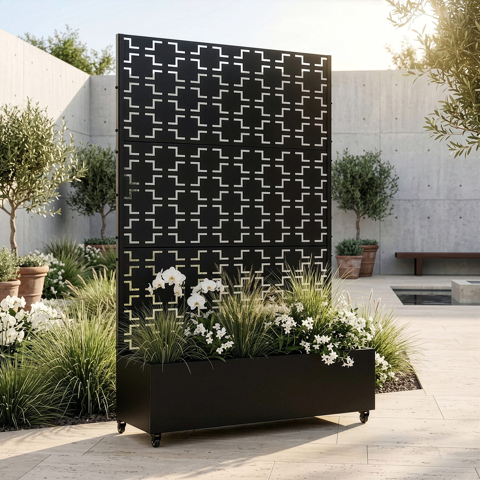 casa.pro Blumenkasten, mit Trennwand »Aaskis« Metall 190 x 120 x 38 cm Schwarz