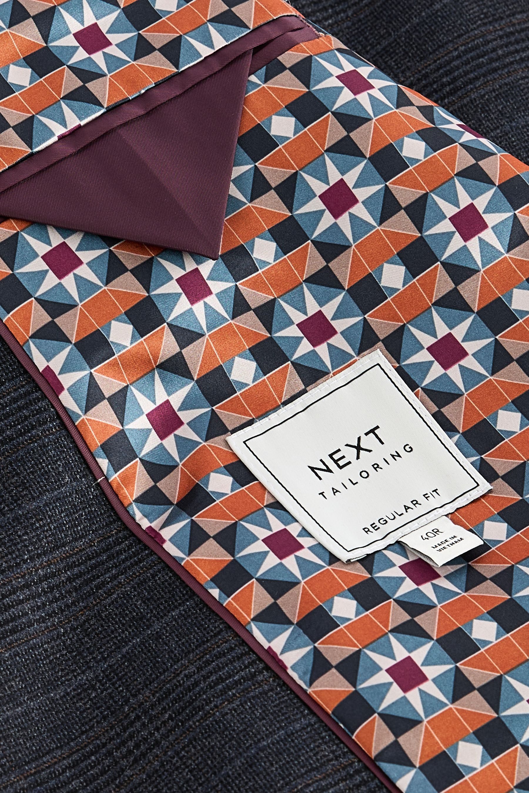 Next Baukastensakko Skinny Fit Anzugsakko mit Karomuster und Besatz (1-tlg)