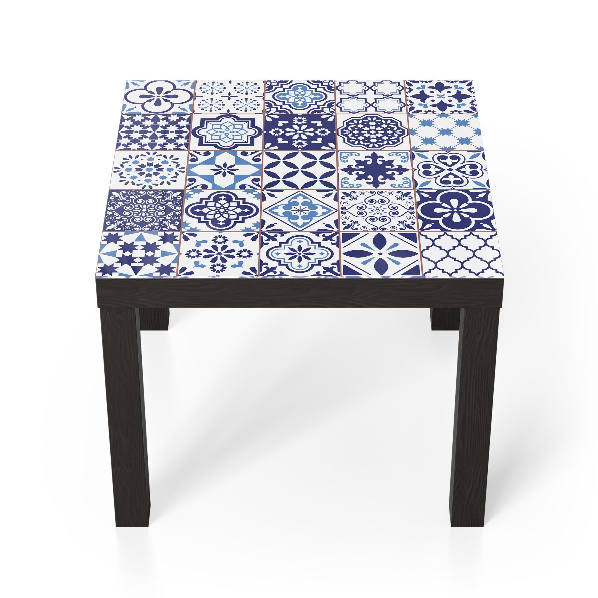 DEQORI Couchtisch 'Azulejo Wandkacheln', Glas Beistelltisch Glastisch modern Schwarz