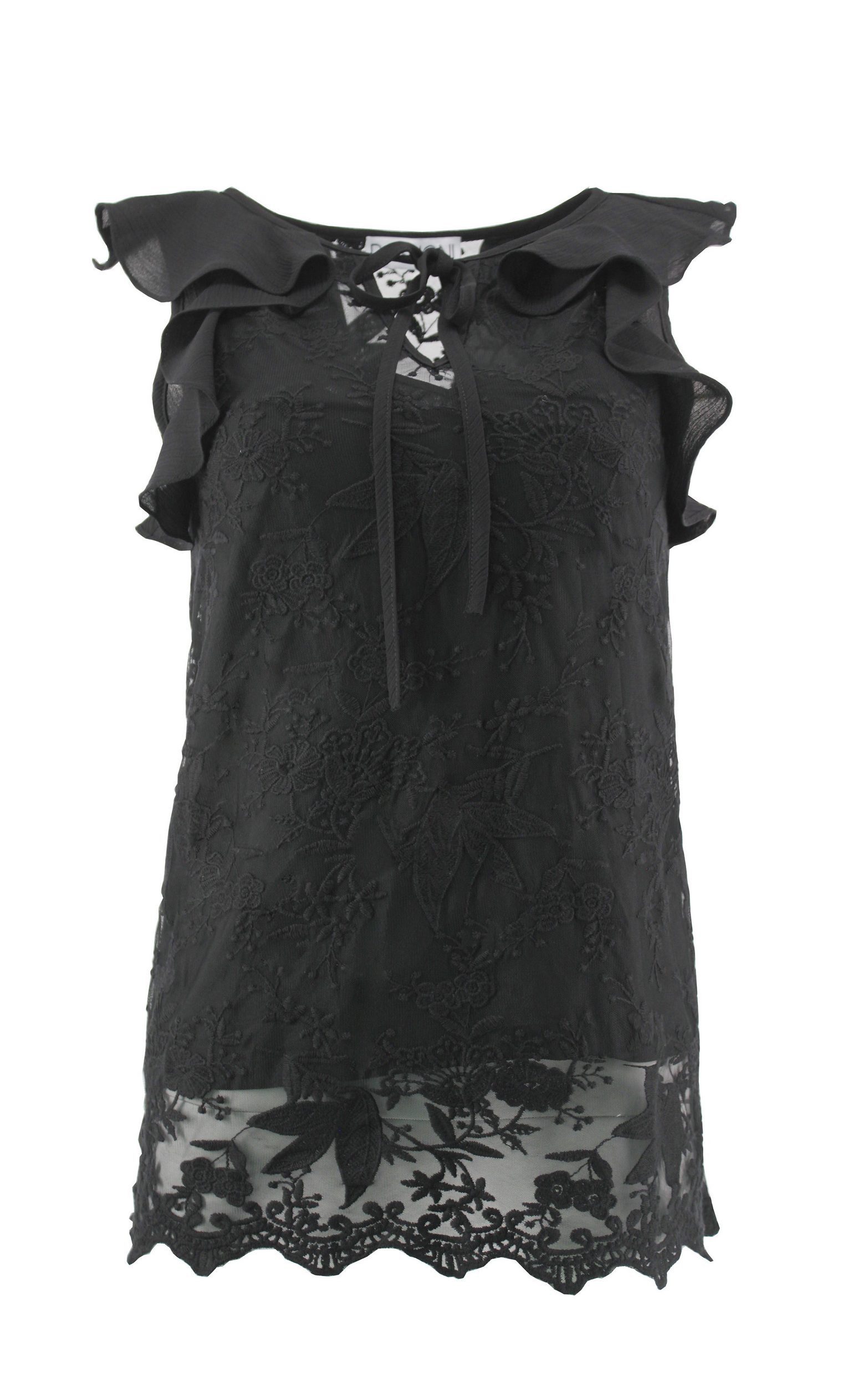 Passioni Pliseetop in schwarz mit Bindeschleife