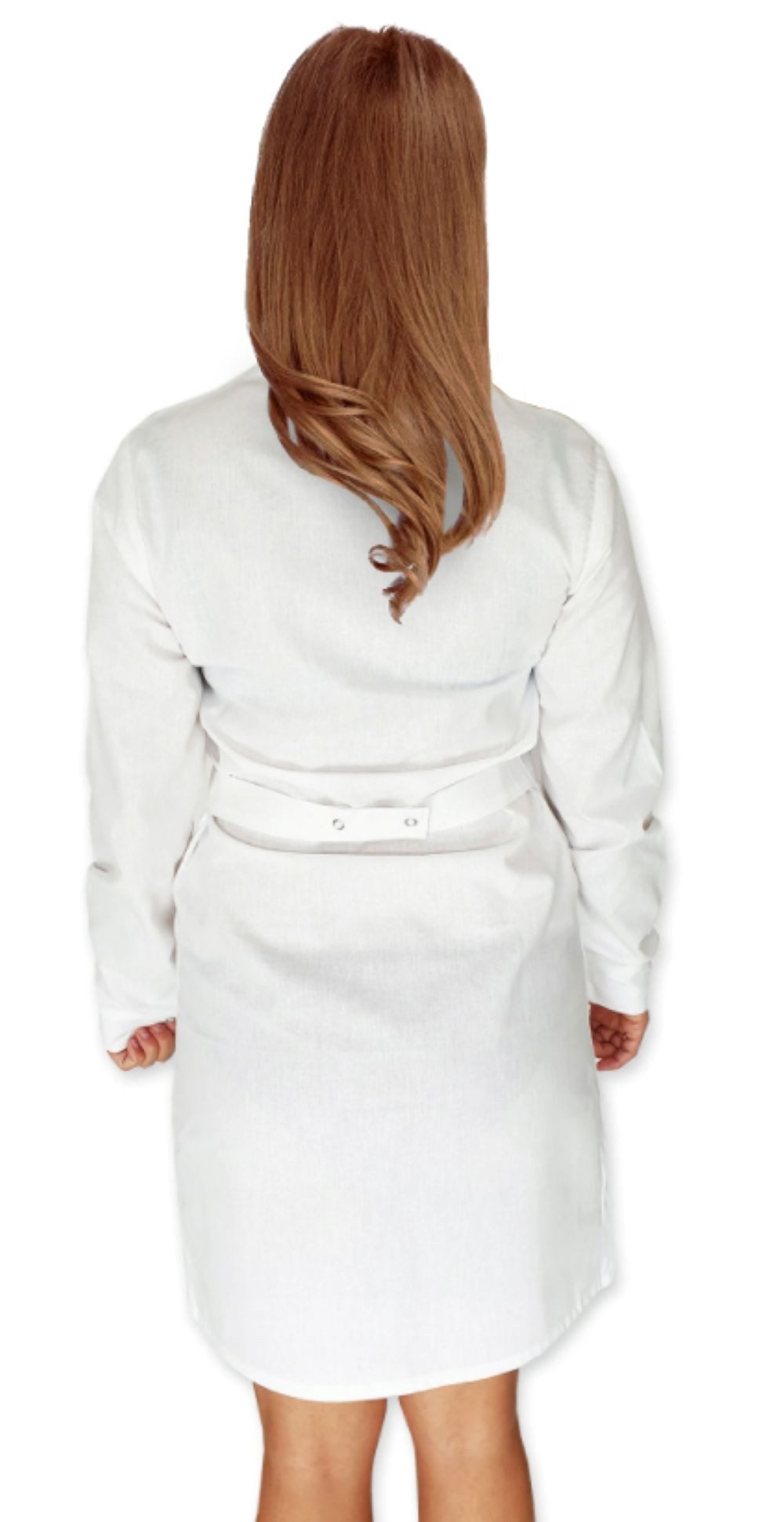 SENTYRZ Arzt-Kostüm Laborkittel Medizinisch Damen Weiss Lange Ärmel Druckknöpfe, Arztkittel Visitenmantel Polyester Baumwolle 200g/m² EU