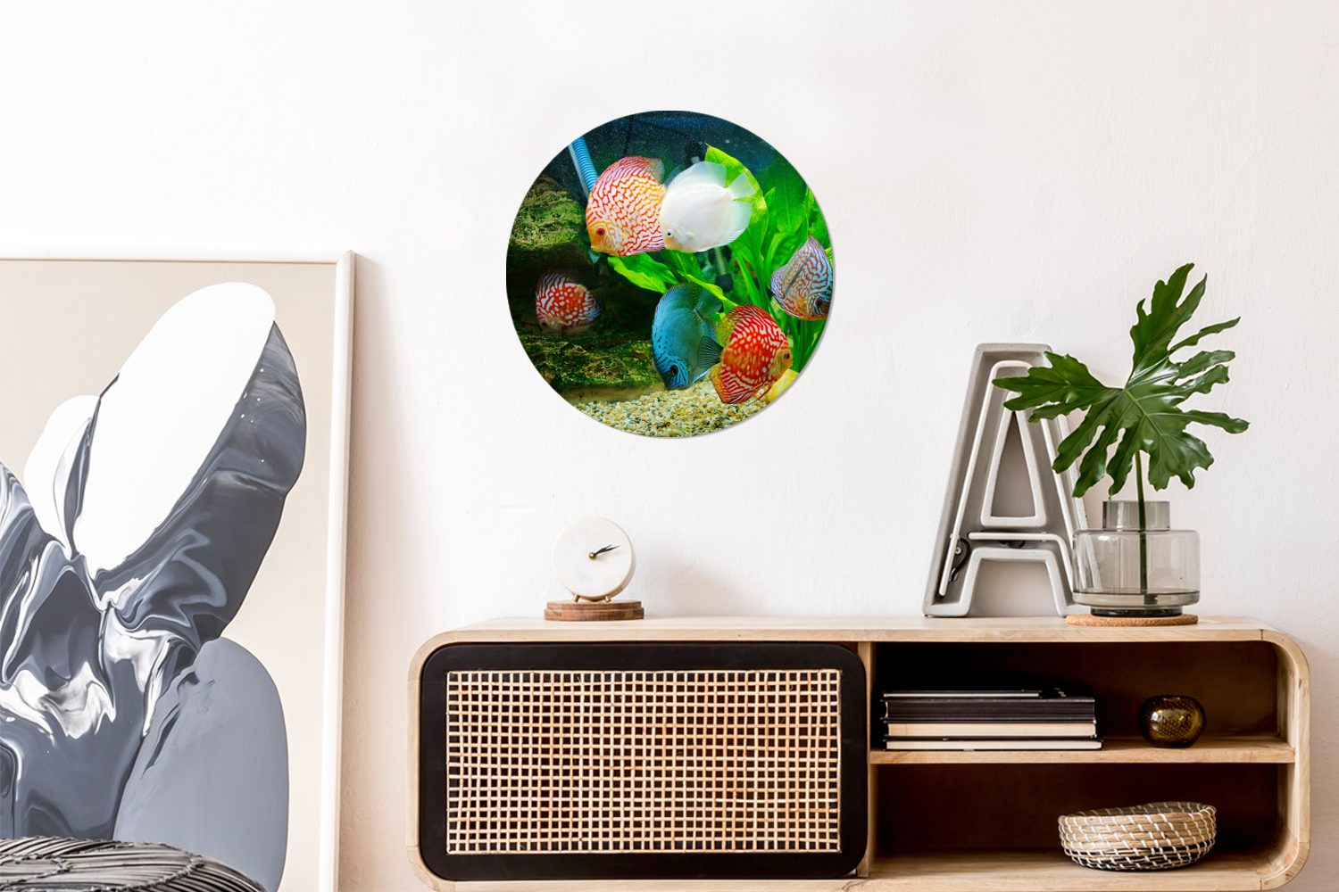 St), Fische cm Rundes Kreis Forex, (1 einem 30x30 Wandbild, Wanddekoration Aquarium, in Gemälde MuchoWow Wohnzimmer,