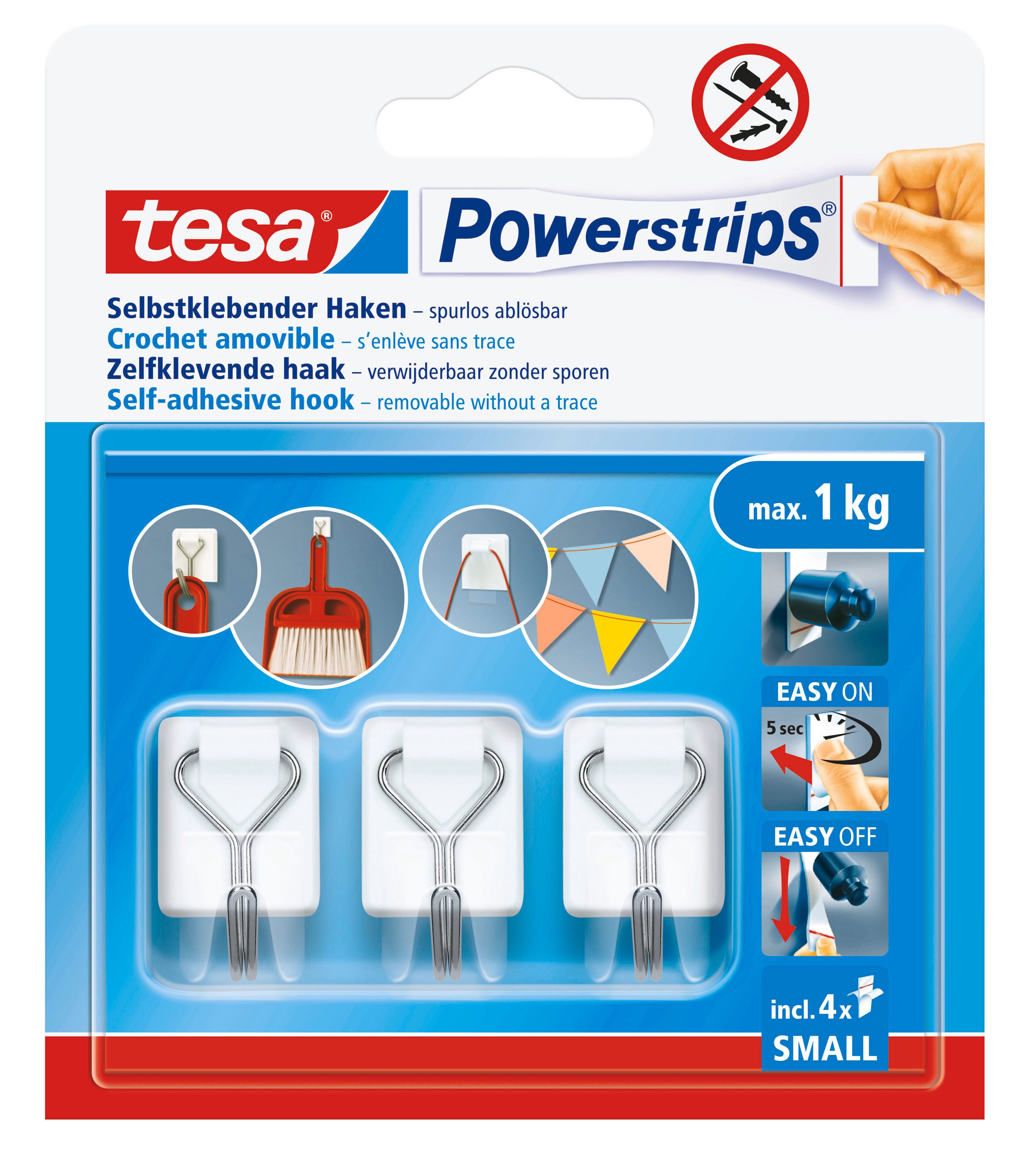 Klebehaken Powerstrips Small - selbstklebende Haken mit abnehmbaren Drahthaken