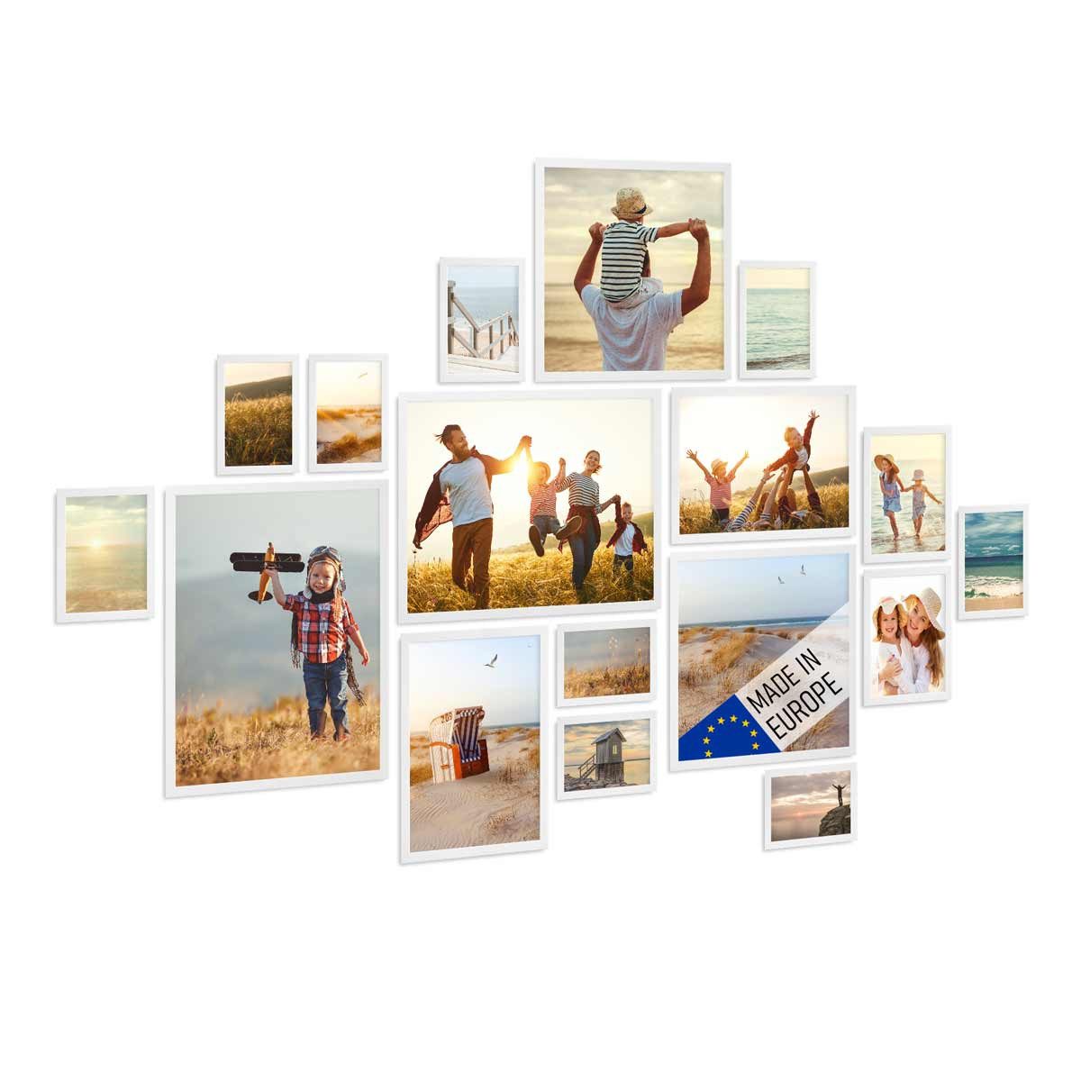 PHOTOLINI Bilderrahmen 17er Set Echtholz-Rahmen schmal, günstig online kaufen