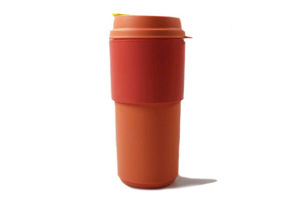 TUPPERWARE Lunchbox Thermobecher 490 ml orange Kaffeebecher + SPÜLTUCH