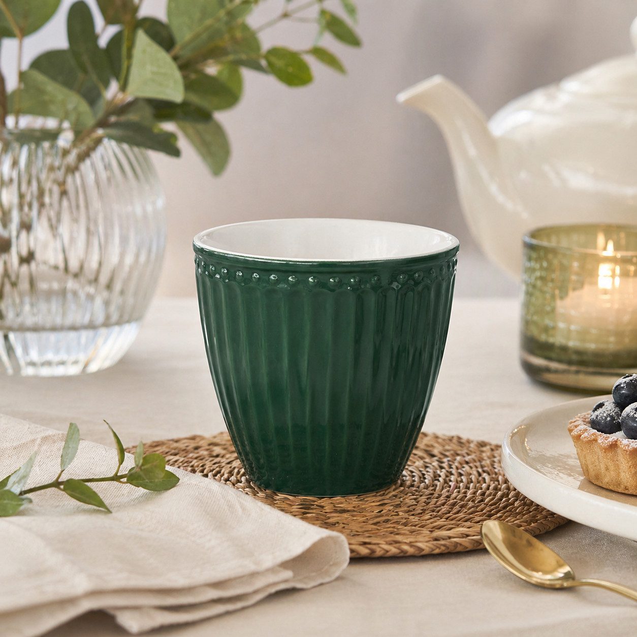 Greengate Becher GreenGate Latte Becher Alice Kieferngrün