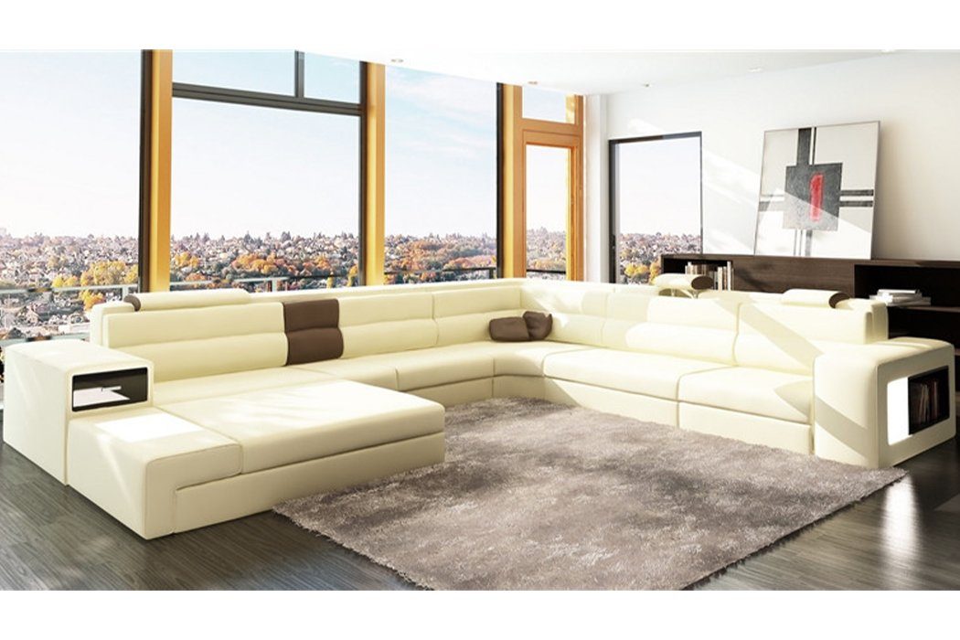 JVmoebel Ecksofa, Garnitur Eck Modern Design Wohnlandschaft Weiß U-Form Couch Sofa