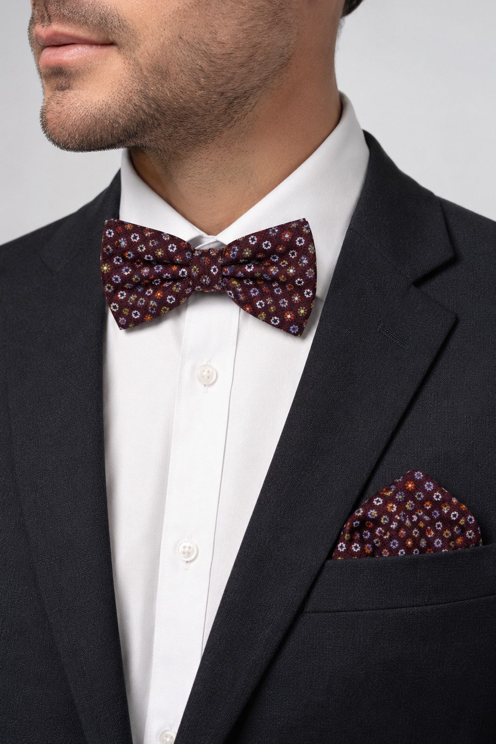 Prince Bowtie Fliege - Set Fliege Einstecktuch - Seidenfliege gemustert Herren Fliege