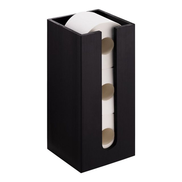 Navaris Toilettenpapierhalter Toilettenpapier Rollenhalter – 15x15x33cm – freistehend – schwarz, Toilettenpapier Rollenhalter – 15x15x33cm – freistehend – schwarz