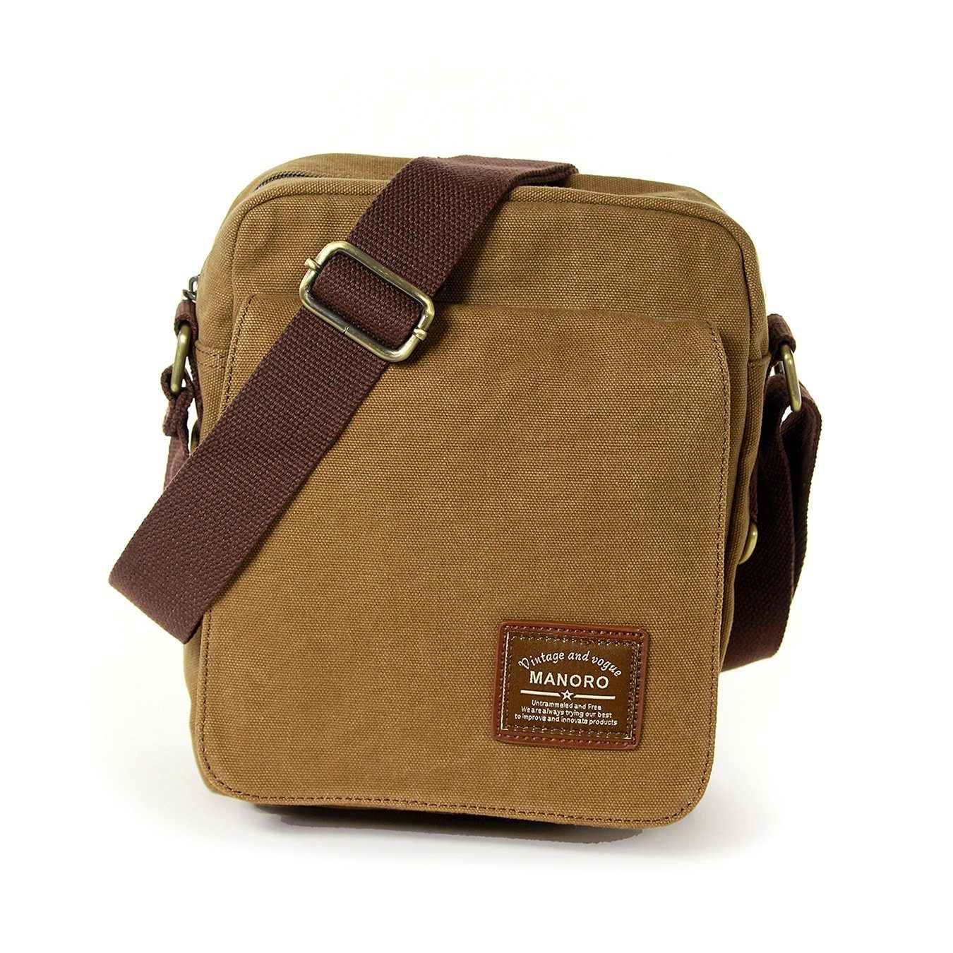 DrachenLeder Umhängetasche Manoro Herren Umhängetasche Tasche khaki (Umhängetasche), Umhängetasche Canvas, khaki, braun ca. 20cm x ca. 25cm