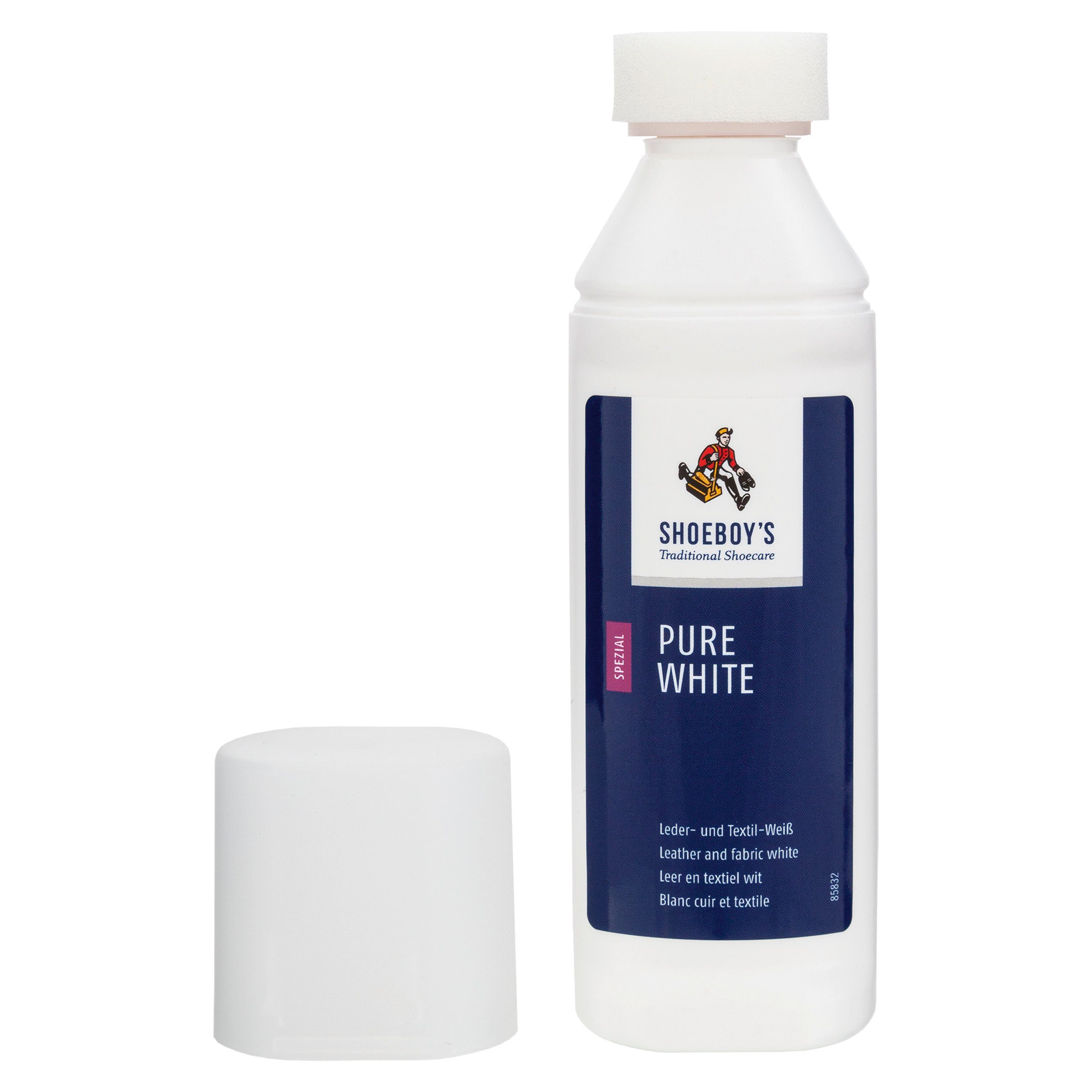 White und Shoeboys - Schwammaufträger Textil-Weiß Leder- mit Pure Schuhputzbürste