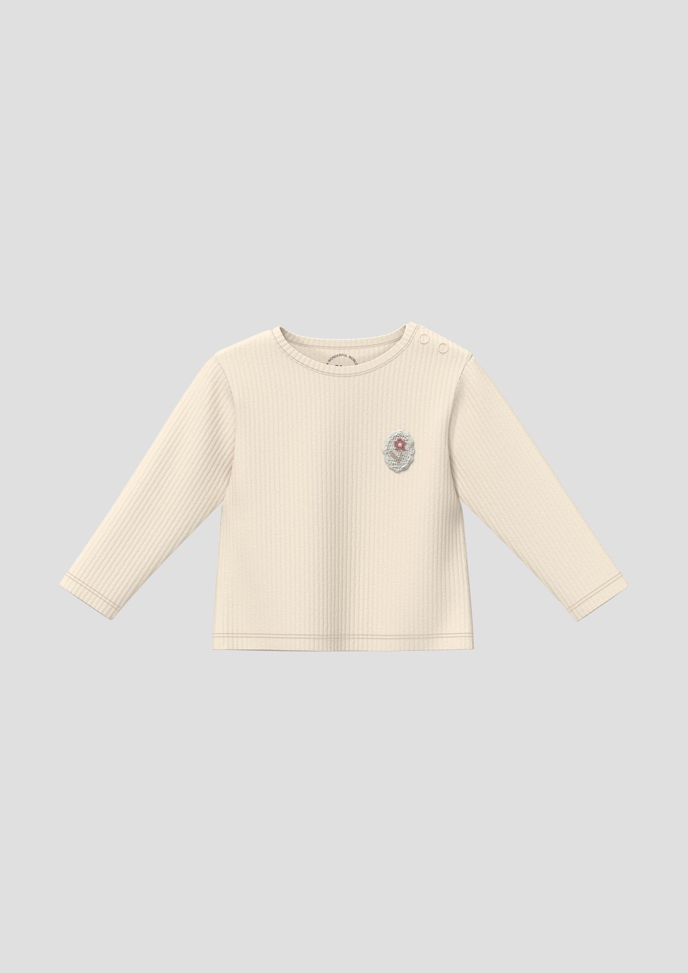 s.Oliver Langarmshirt T-Shirt Weiches Unisex Rippshirt mit Stickerei