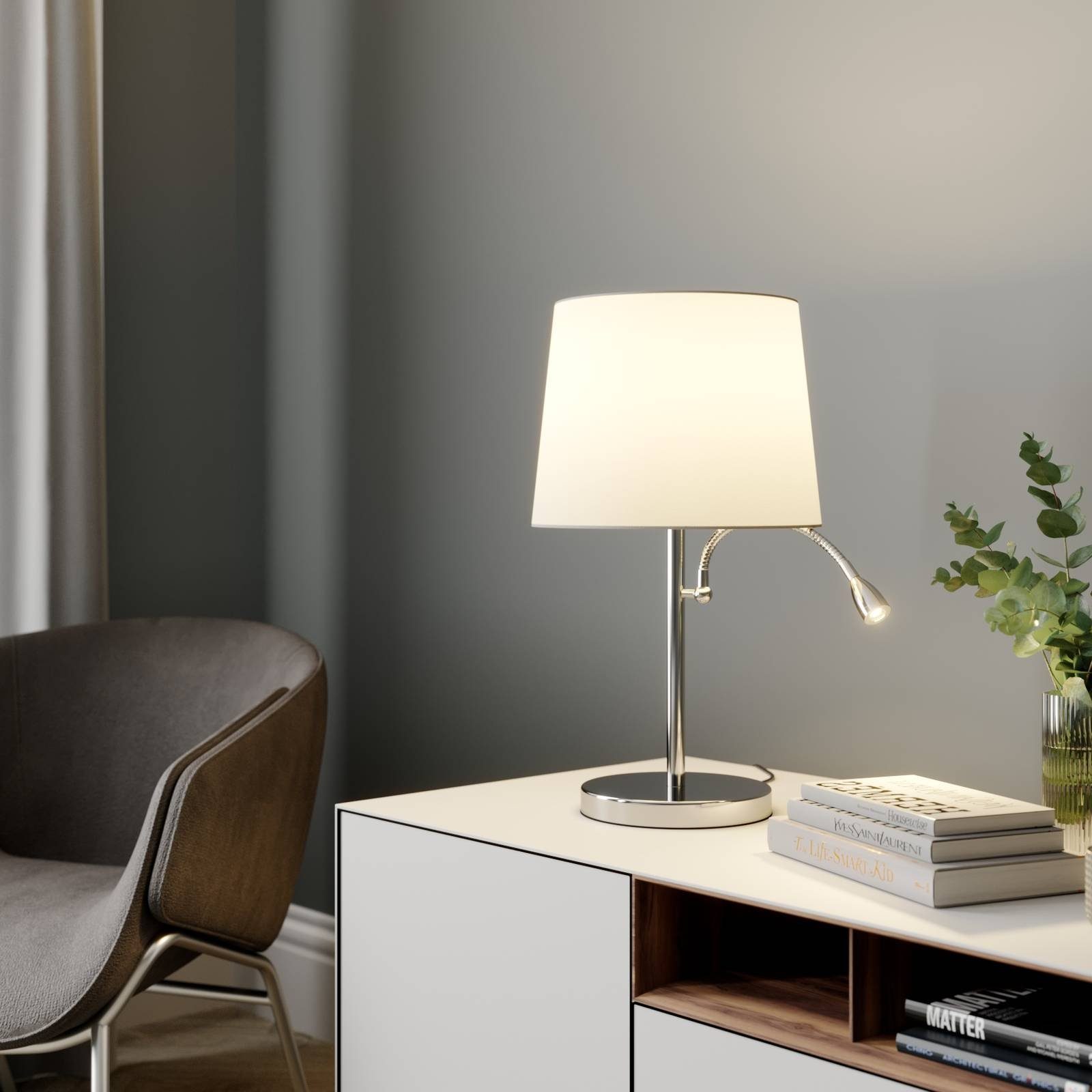 Lindby Tischleuchte Benjiro, 1 x 60 W E27 (exkl) + 1 x 3 W LED (inkl), warmweiß