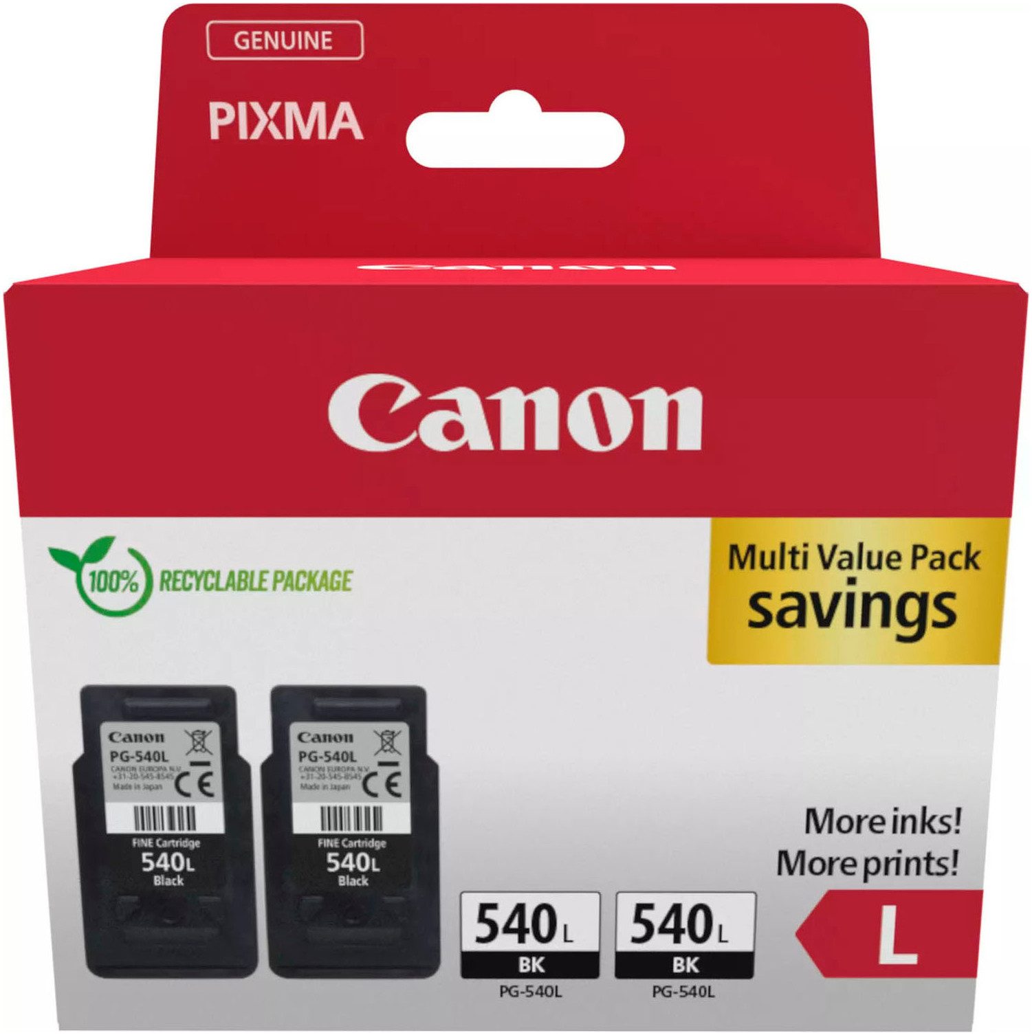 Canon PG-540L Doppelpack Tintenpatrone (Packung, 2-tlg)