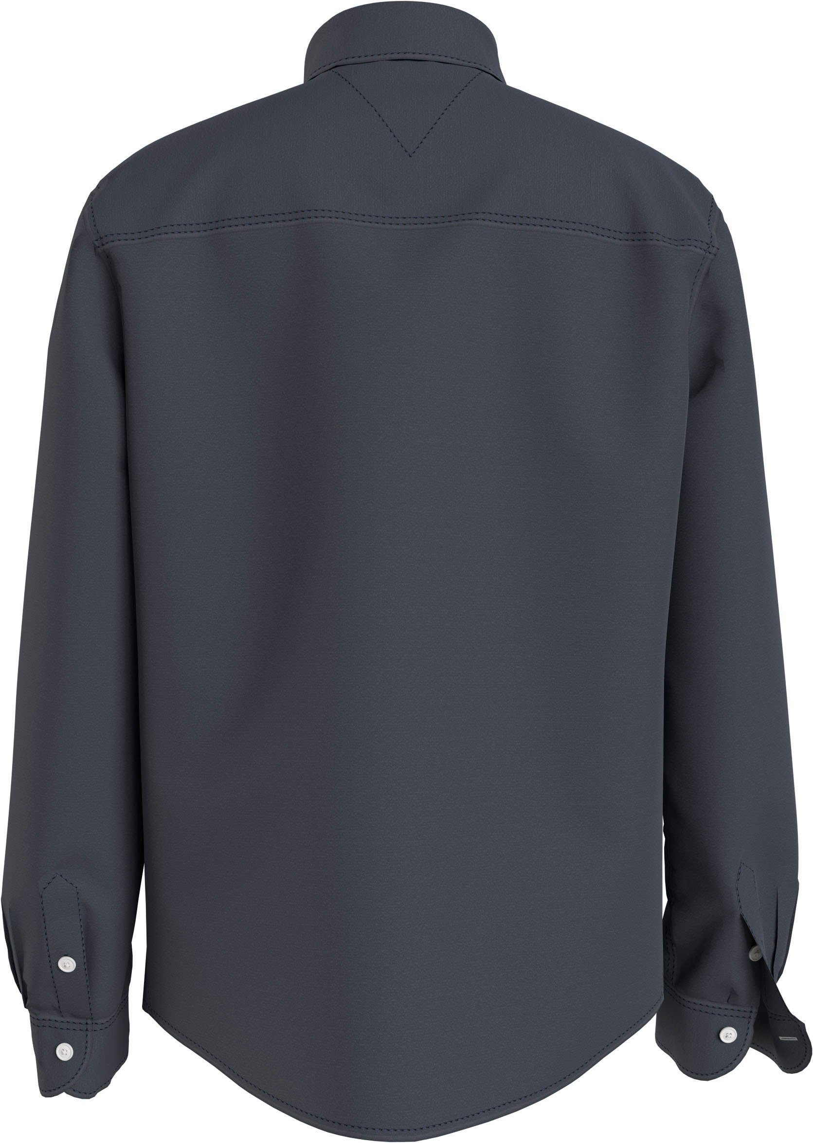 Tommy Hilfiger Langarmhemd SOLID STRETCH POPLIN SHIRT L/S mit Logo-Stickerei für Kinder bis 16 Jahre