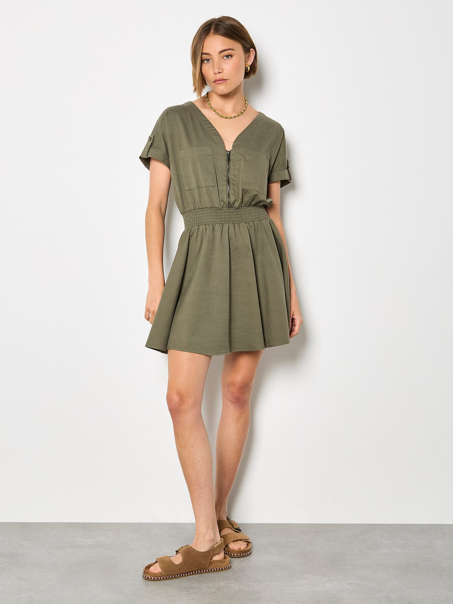 Apricot Minikleid Minikleid mit Reißverschlussdetail