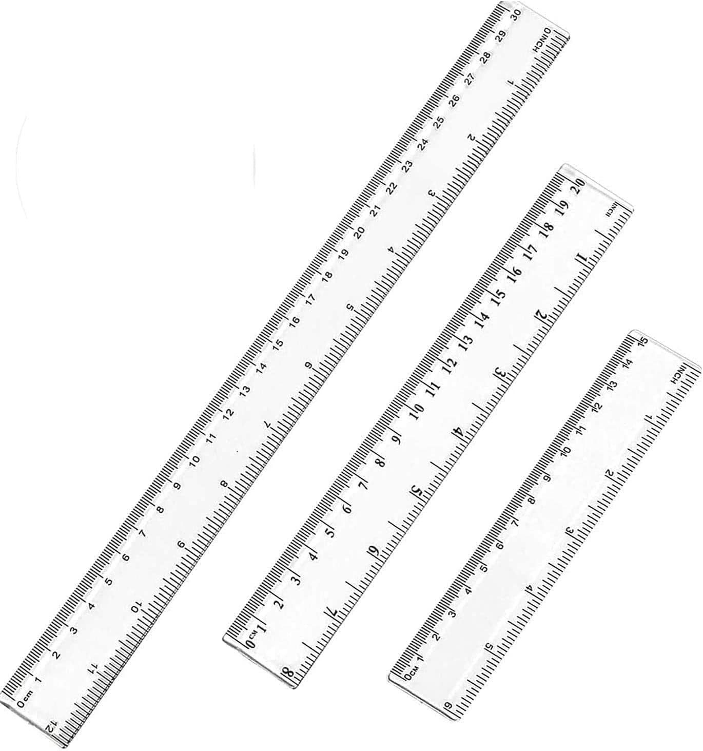 FOUORTUNATE-BEE Lineal 3er Set Transparente Lineale 15 20 30 cm Präzisionslineal Kunststoff, Für Schule Büro Zeichnen Messen Mathematik Technik Haushalt Lernen