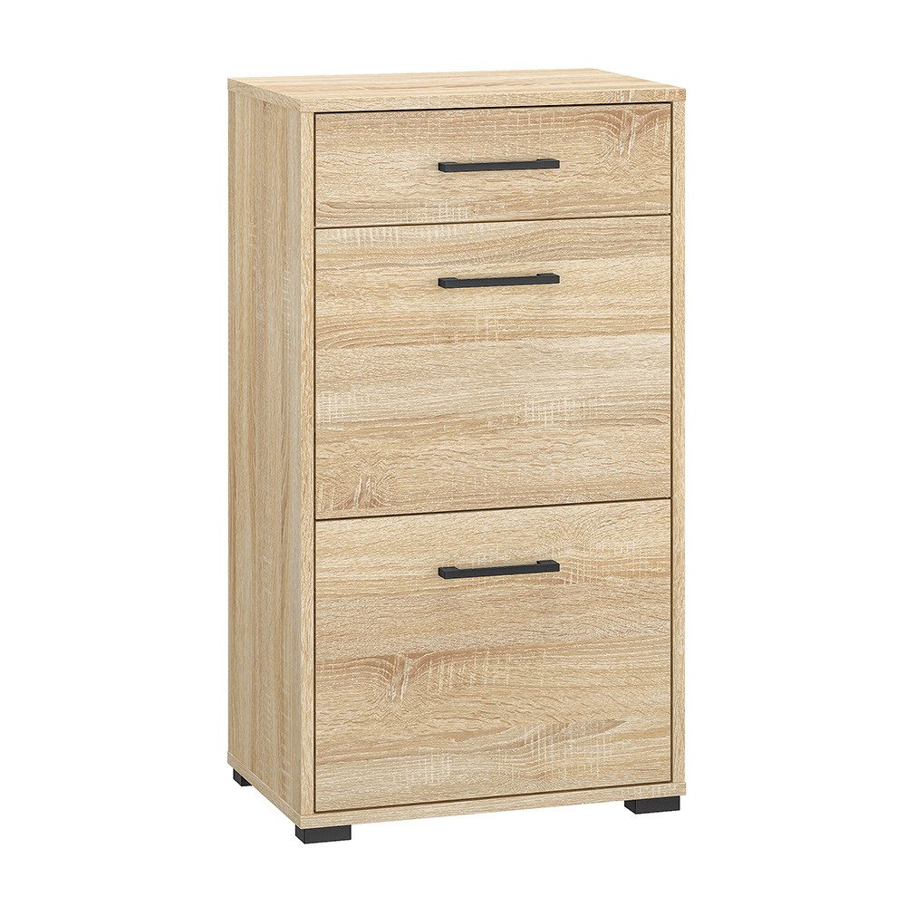 Lomadox Schuhschrank CHEB-131 Eiche hell Schuhkommode Flurschrank 50x90x33,7 cm