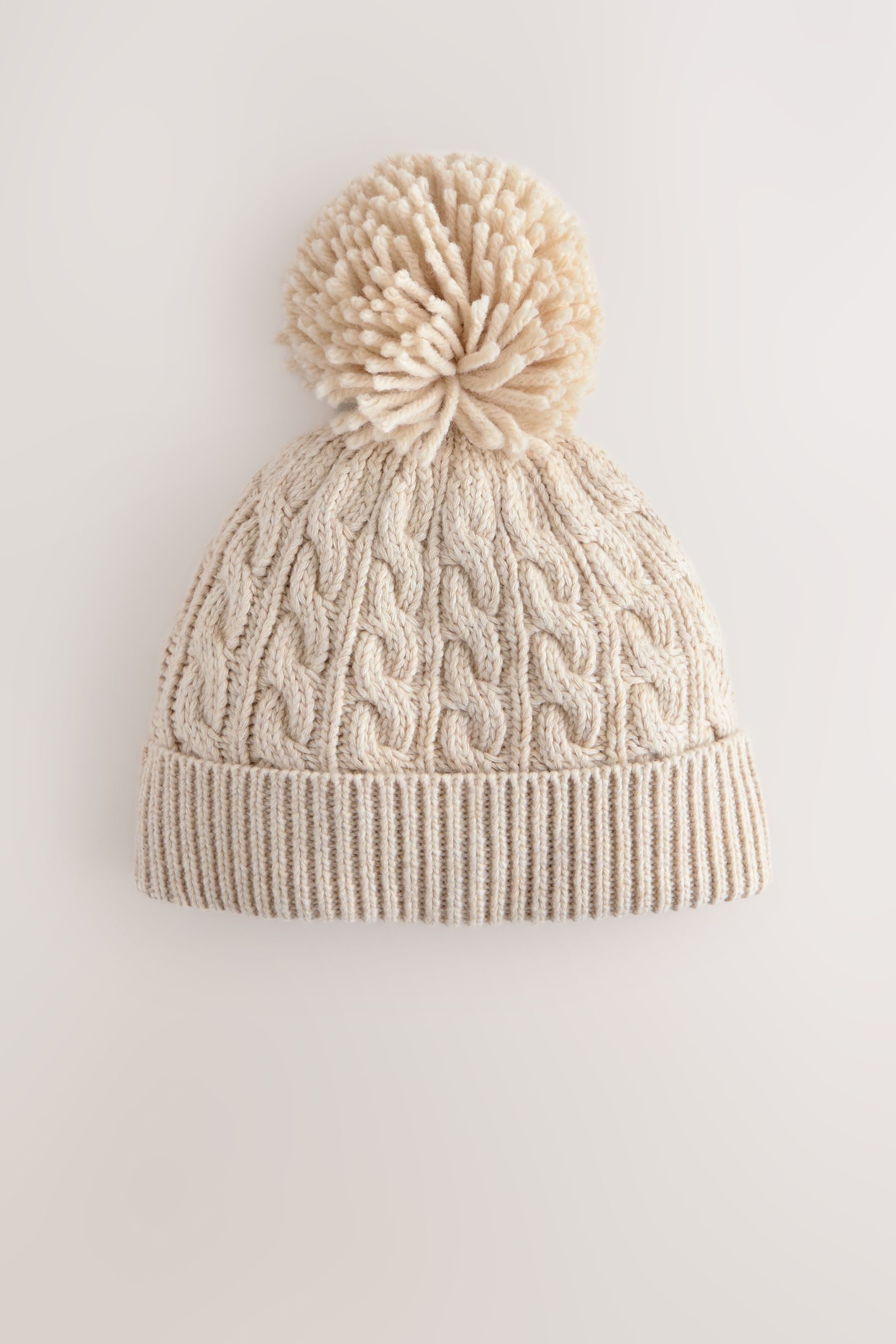 Strickmütze Baby Strickmütze mit Bommel und Zopfmuster