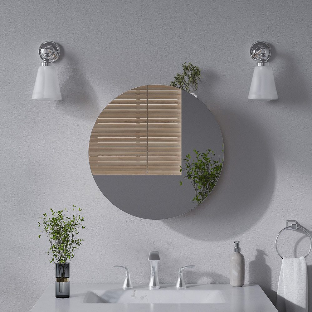 Vicco Badezimmerspiegelschrank Loki, Weiß, 50 x 50 cm mit 2 Fächern (1-St)