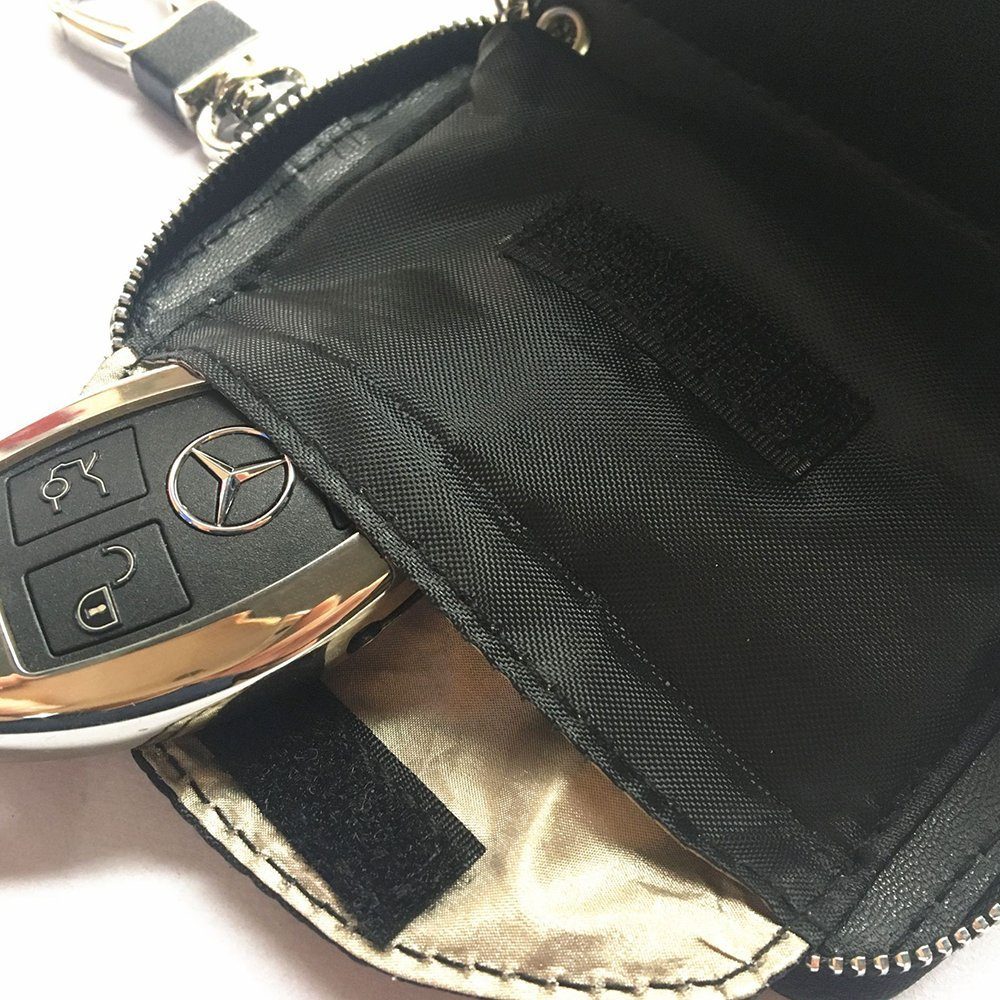 1pc Faux-leder-autoschlüsselgehäusehalter Schwarz Schlüsselanhänger Tasche,  Universal-autoschlüssel-fob-taschen, Schlüsselring-reißverschlusstasche Mit  6 Haken Und Metallhaken - Auto - Temu