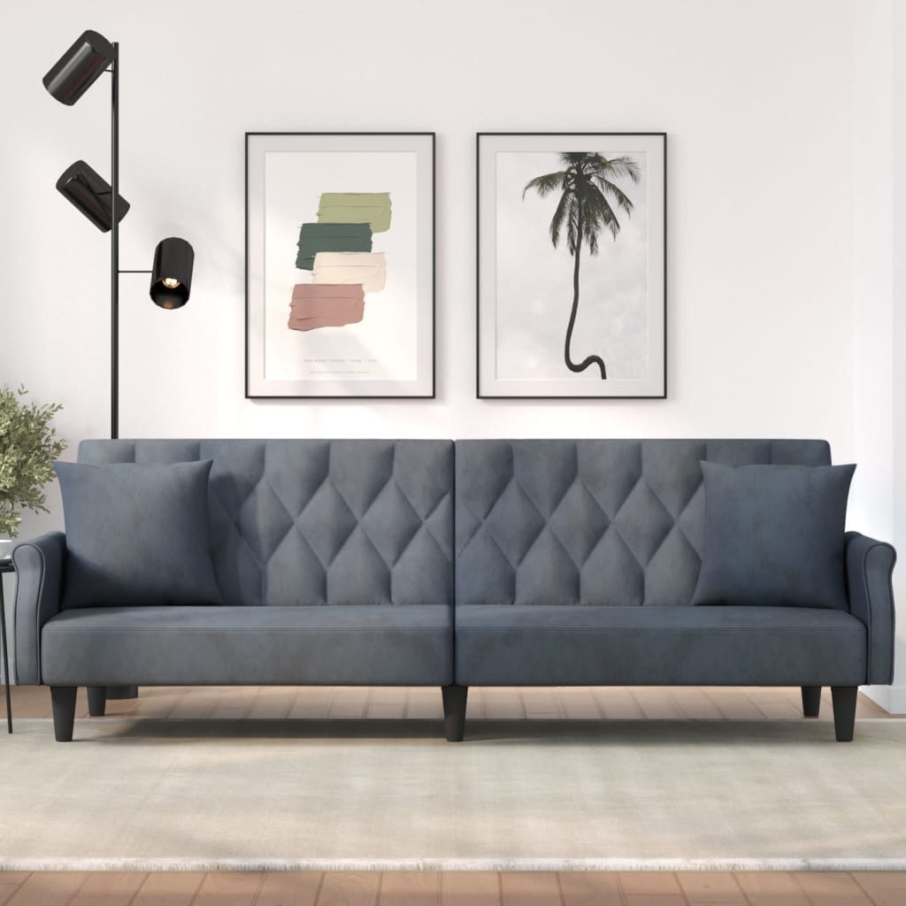vidaXL Sofa Schlafsofa mit Armlehnen Dunkelgrau Samt Schlafcouch Sofa Couch günstig online kaufen