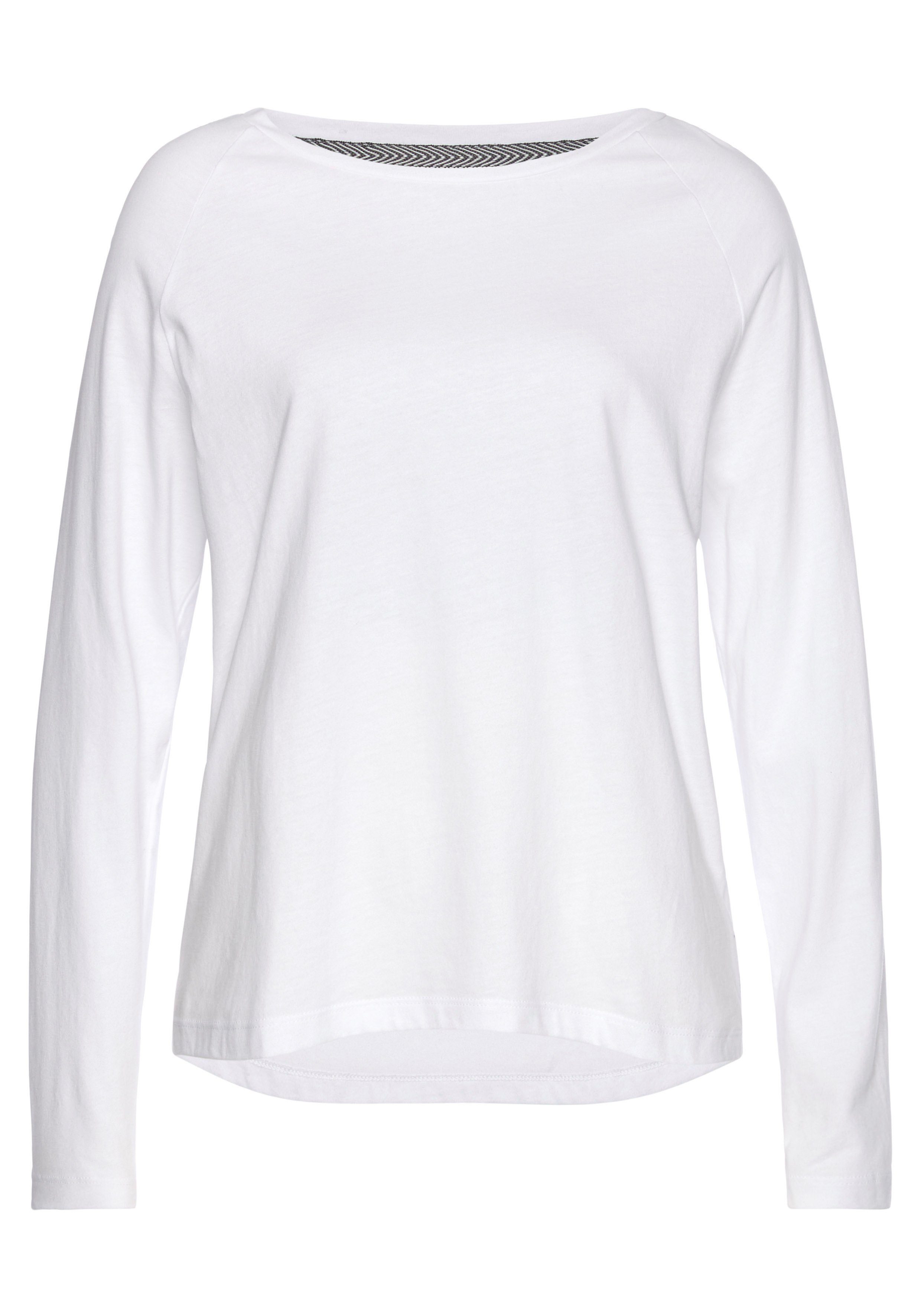 Elbsand Longsleeve Tinna mit sportlich-casual Baumwoll-Mix, weiß hinten, aus Logodruck Langarmshirt
