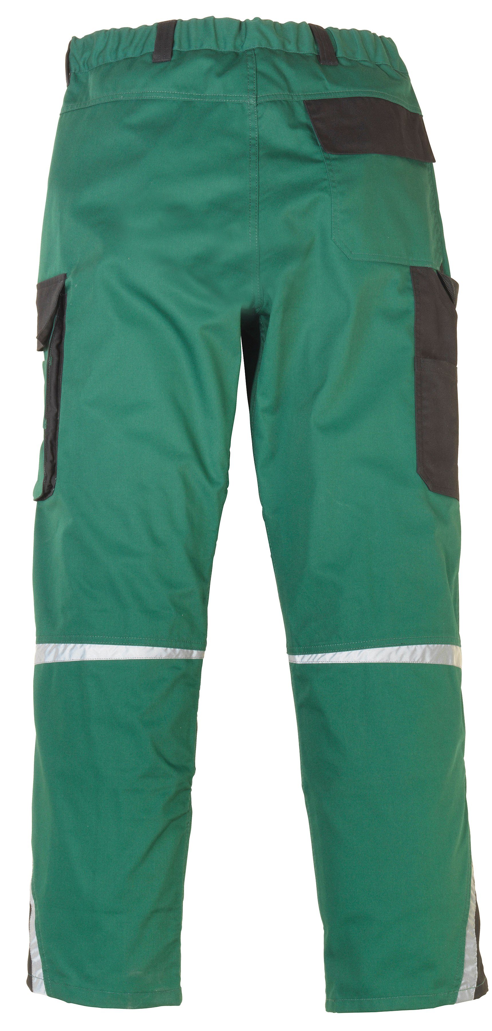 safety& more Arbeitshose Pull Knieverstärkung mit grün-schwarz
