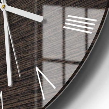 DEQORI Wanduhr 'Holz horizontal gemasert' (Glas Glasuhr modern Wand Uhr Design Küchenuhr)