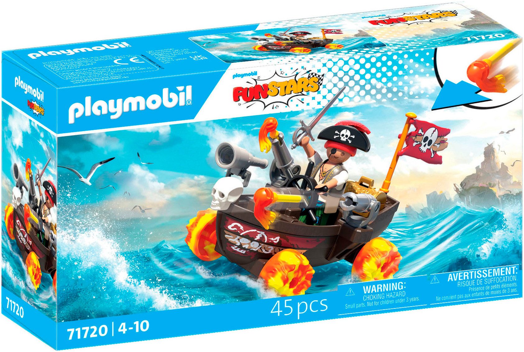 Playmobil® Rasendes Piratenboot (71720), Funstars Konstruktions-Spielset, günstig online kaufen