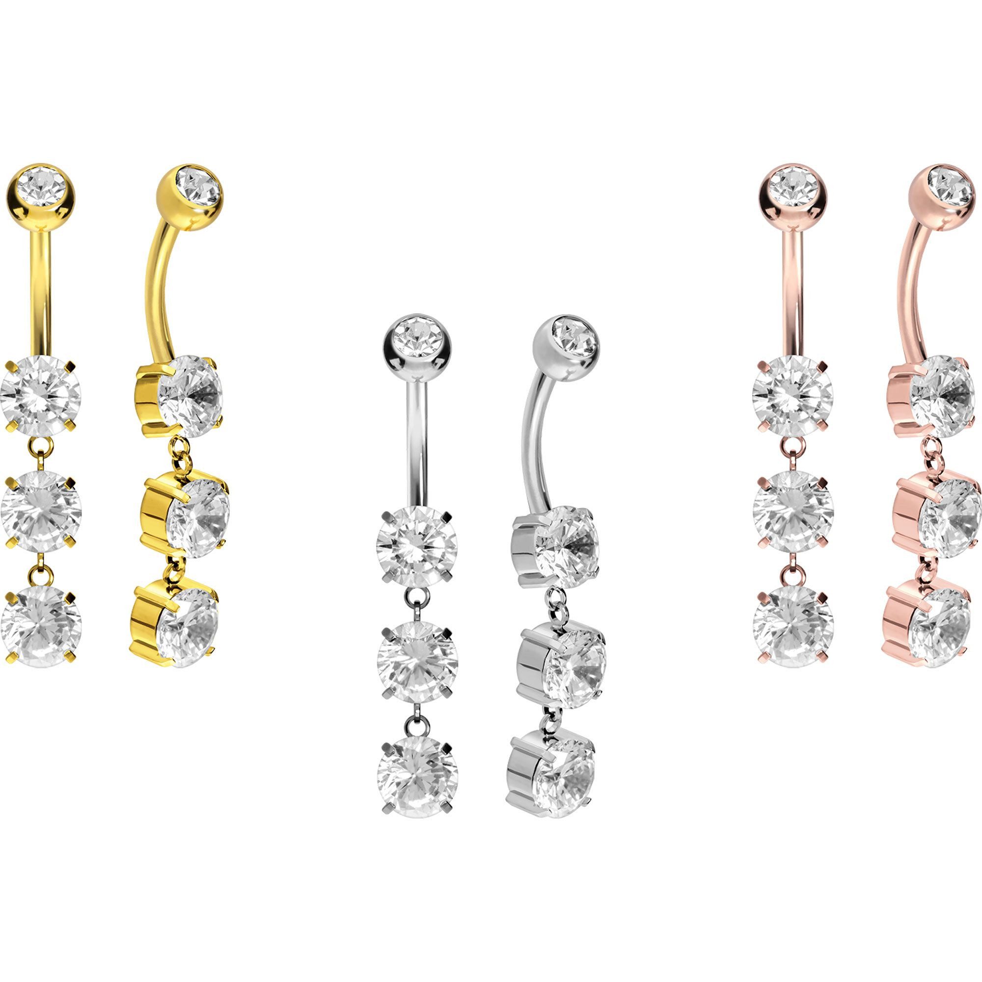 PIERCINGLINE Bauchnabelpiercing Titan Bananabell mit Innengewinde 3 KRISTAL günstig online kaufen