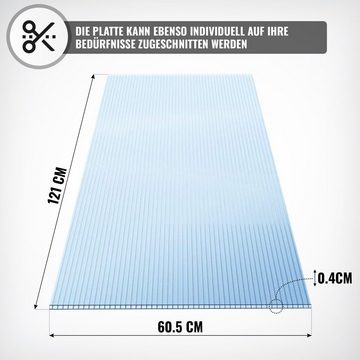 Jago Gewächshaus Polycarbonat Hohlkammerstegplatten - 15 Stk., 4mm, 121 x 60.5 cm, 11m²