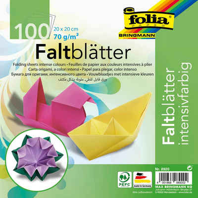 Folia Bastelkartonpapier Folia Faltblätter INTENSIV mehrfarbig, 20x20