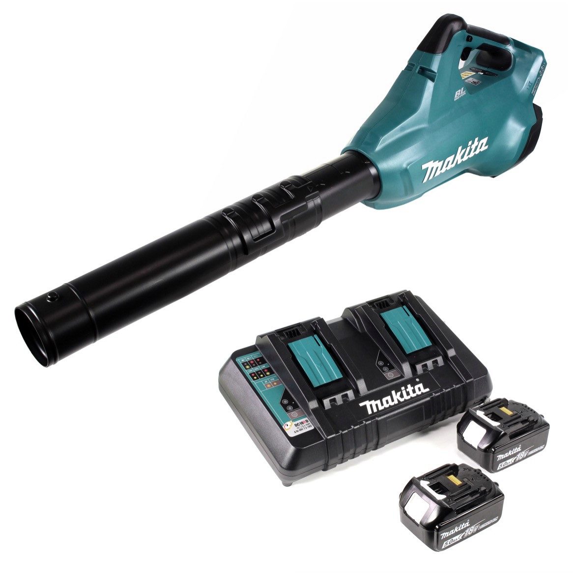 Makita Akku-Laubbläser DUB 362 PT Akku Laubbläser 36V + 2x Akkus 5,0Ah + Doppellladegerät