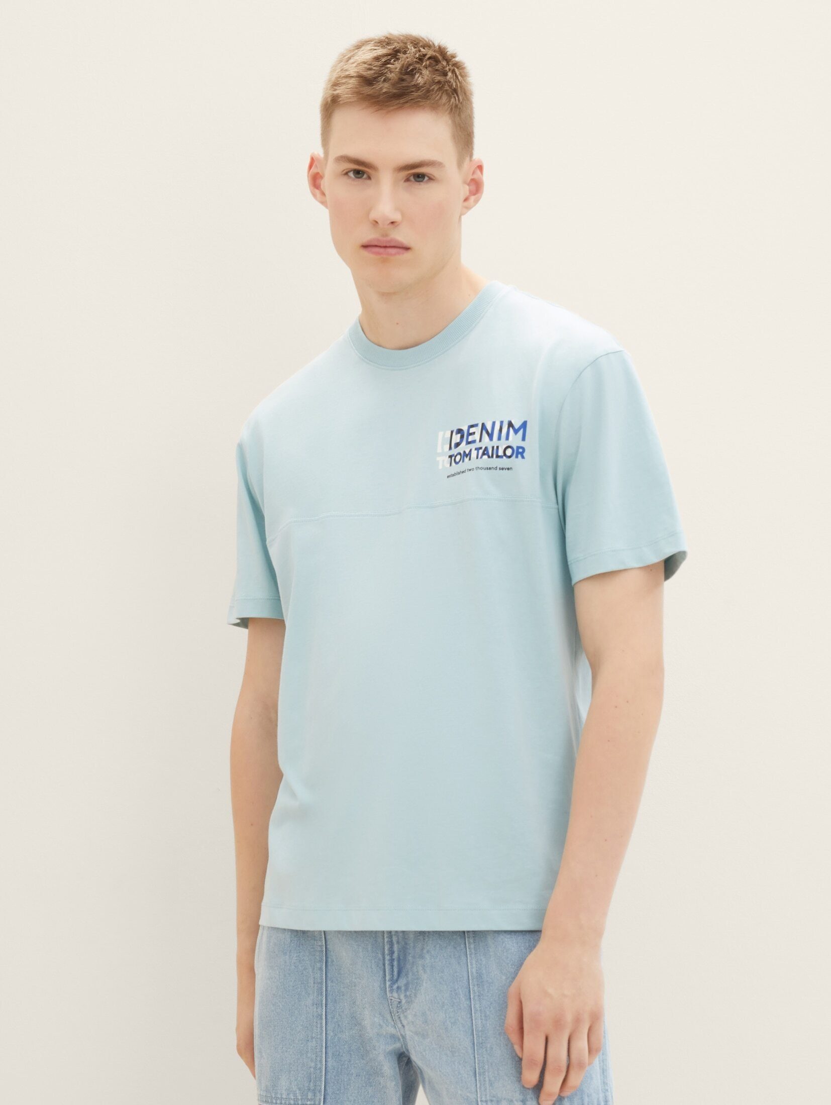 TOM TAILOR Denim T-Shirt T-Shirt mit Bio-Baumwolle dusty mint blue