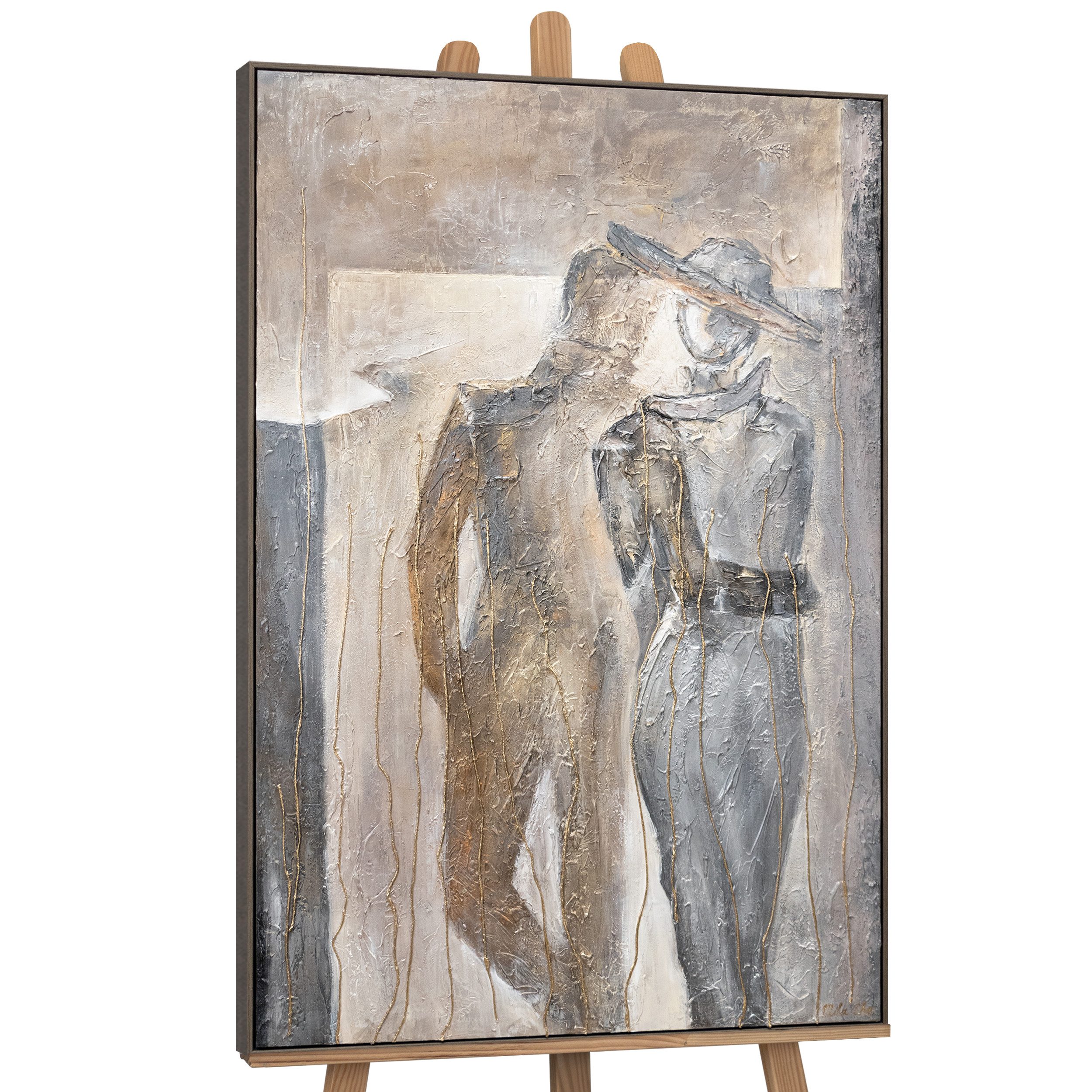 YS-Art Gemälde Pärchen, Pärchen auf Leinwand Bild Handgemalt mit Rahmen