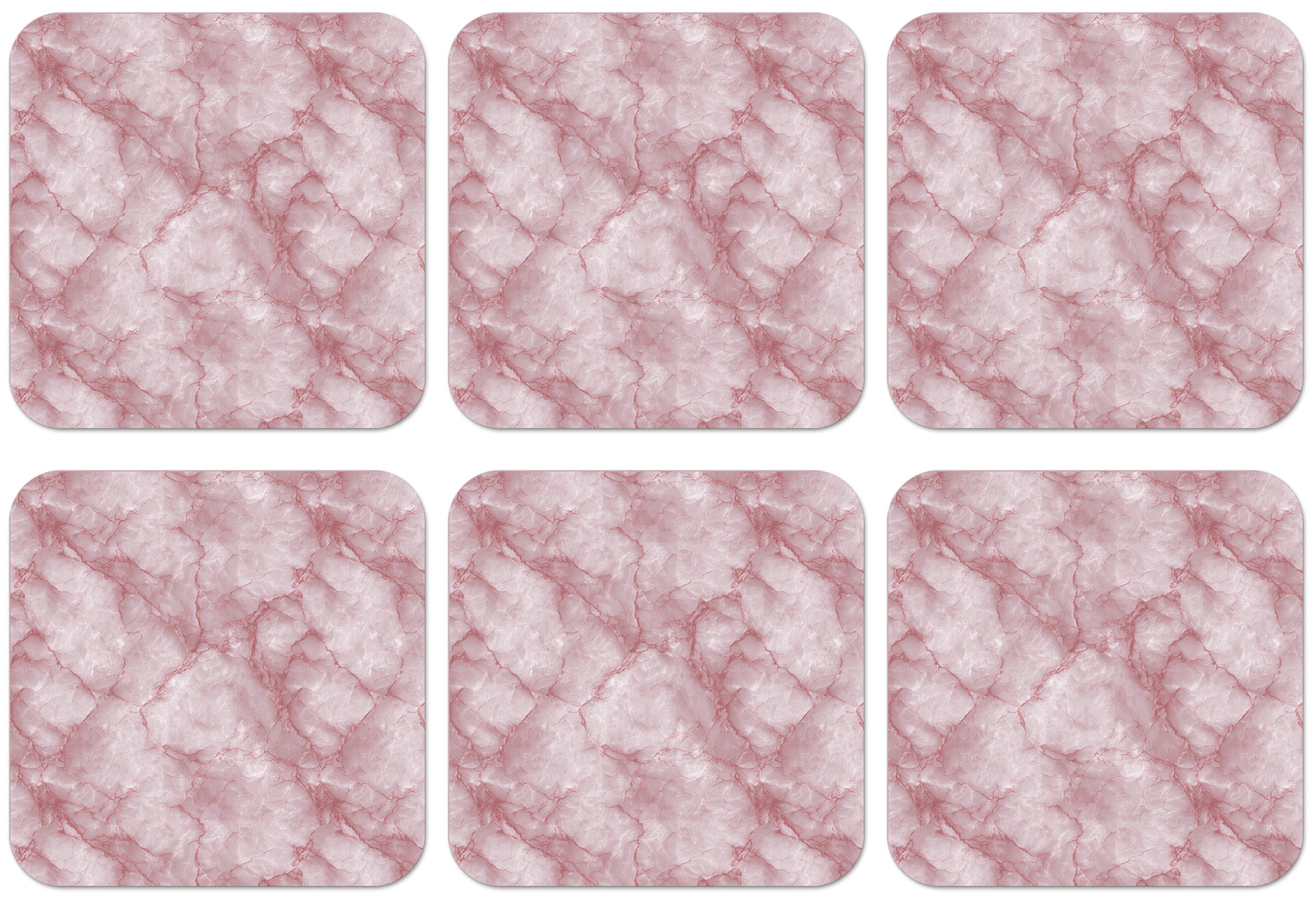 MuchoWow Glasuntersetzer Rosa - Quarzmarmor - Adern, Zubehör für Gläser, 6-tlg., Tassenuntersetzer Kork, Quadrat, Untersetzer Set Gläser, 10x10 cm