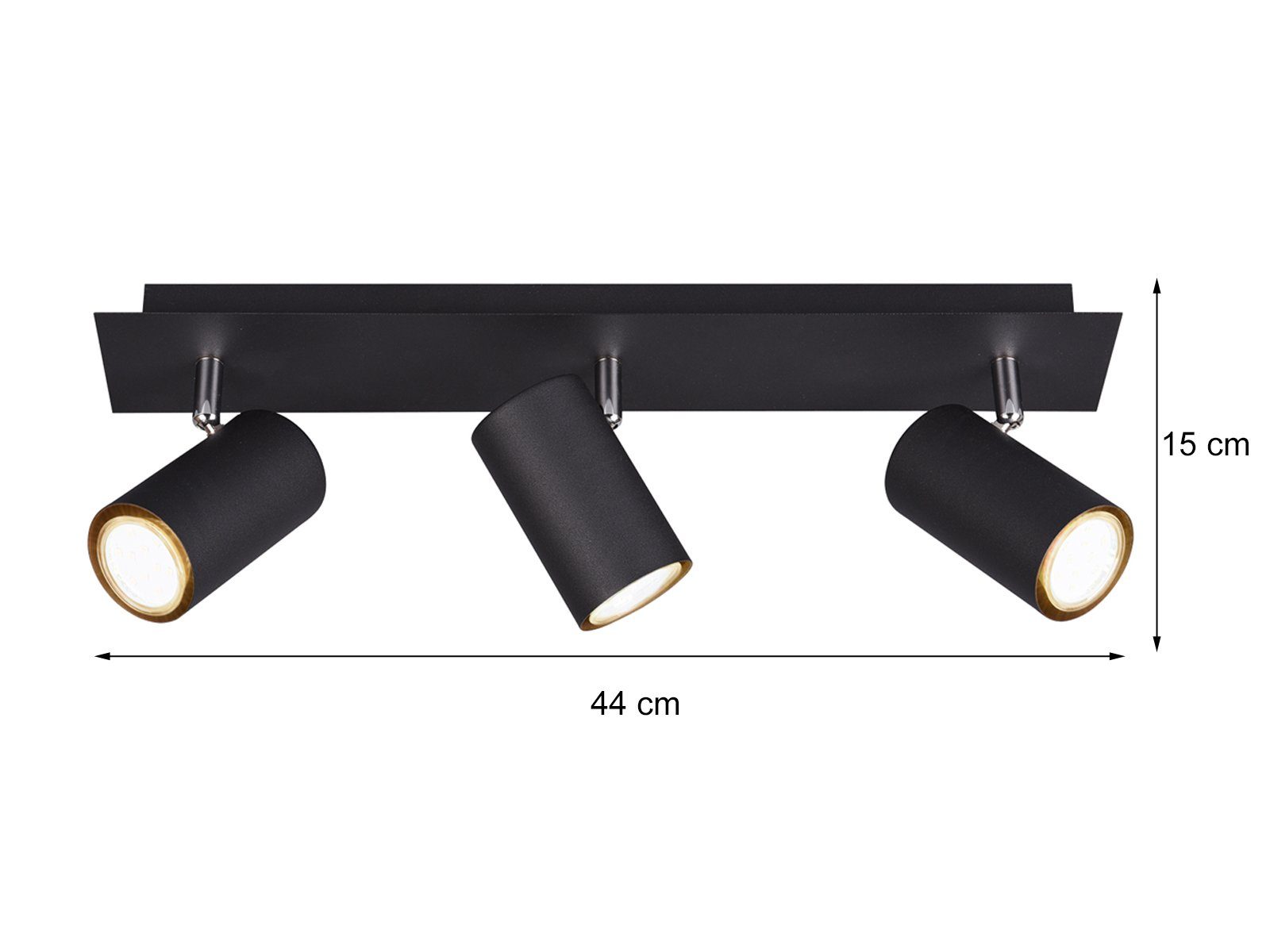 TRIO Leuchten LED Deckenstrahler Spots schwenkbar inkl. GU10 LED, dimmbar, LED wechselbar, Warmweiß, Breite 48cm, innen Deckenleuchte mit 3x Strahler, Wohnzimme – Bild 3 von 4