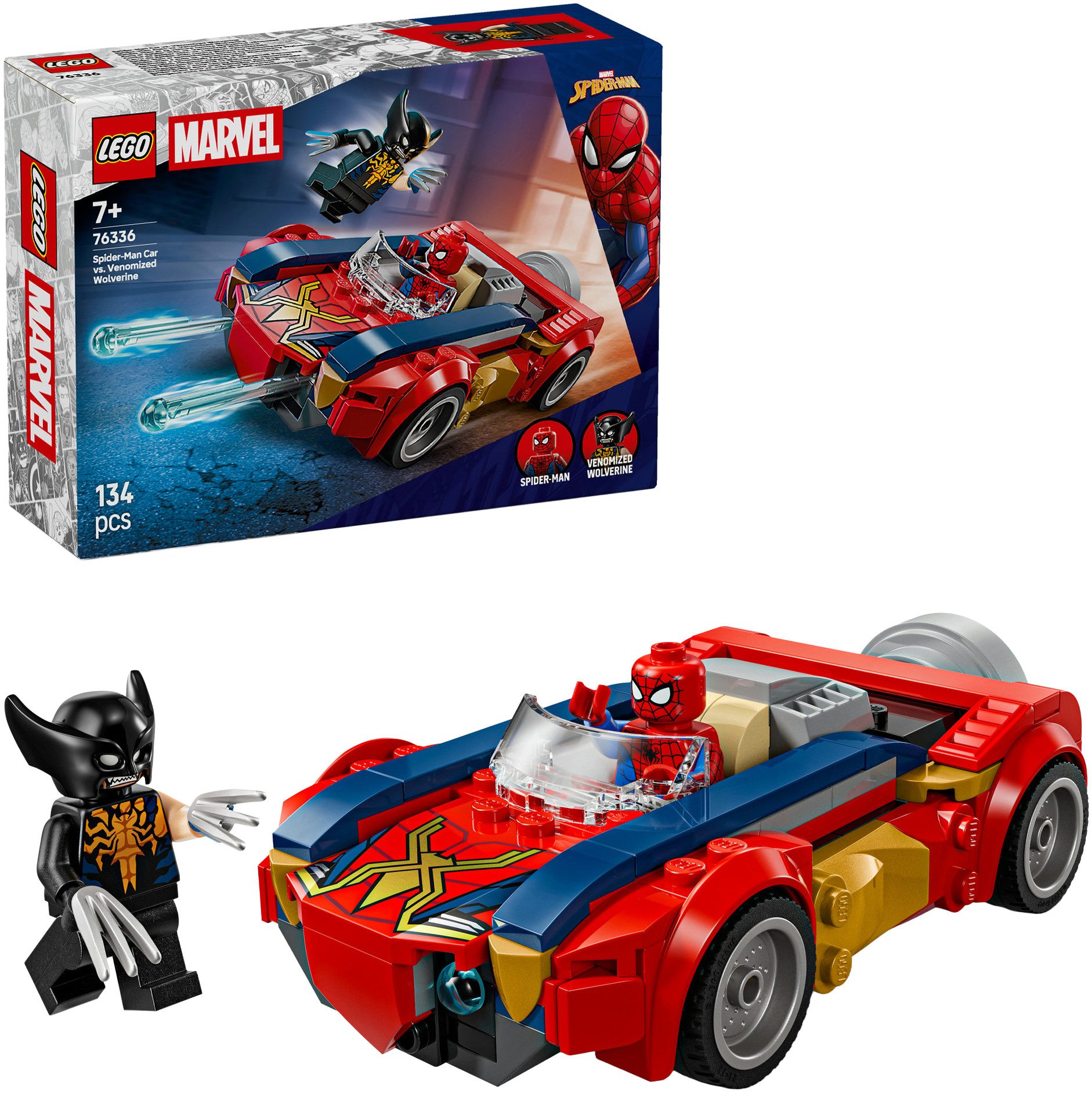 LEGO® Spider-Man Auto vs. Venomized Wolverine (76336), LEGO Super Heroes Konstruktionsspielsteine, (134 St), Made in Europe