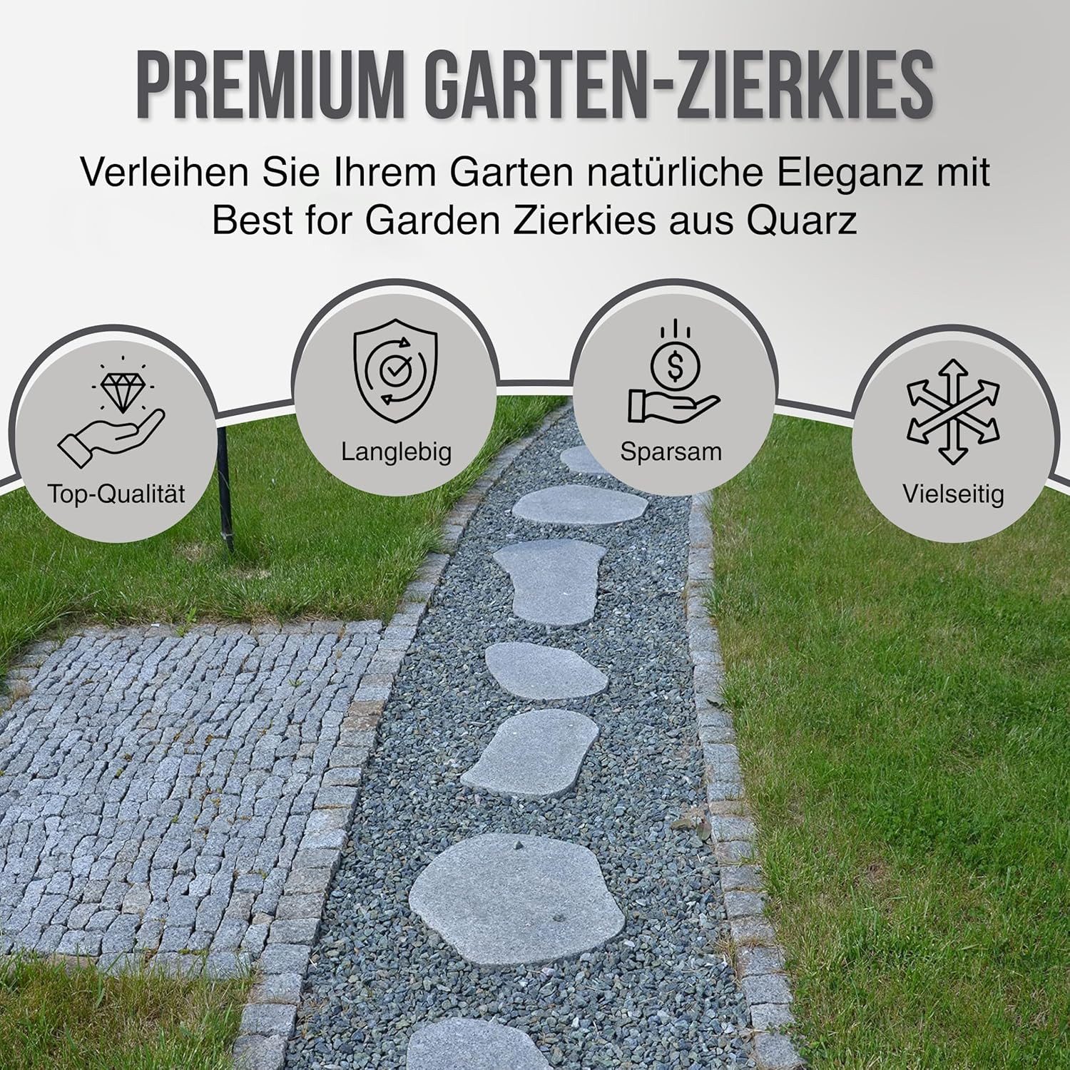 Best for Garden Trittsteine Best For Garden Schwarzer Granit Zierkies & Trittsteine 16–22 mm