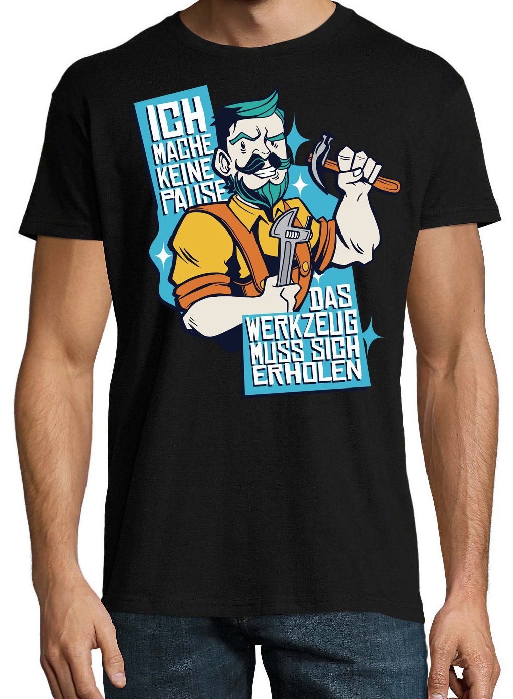 Youth Designz T-Shirt Das Werkzeug lustigem Erholen Frontprint mit Muss Shirt Herren Handwerker Schwarz Sich