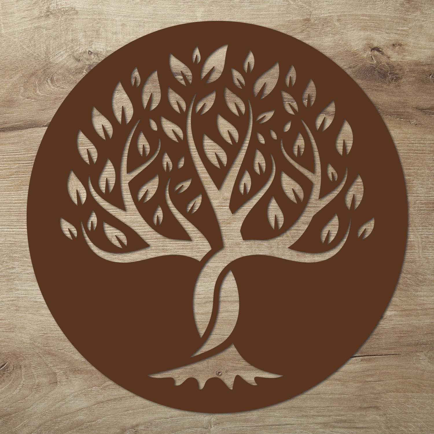 Namofactur 3D-Wandtattoo Wandtattoo Schild 'Baum des Lebens', Wanddeko aus Holz Braun