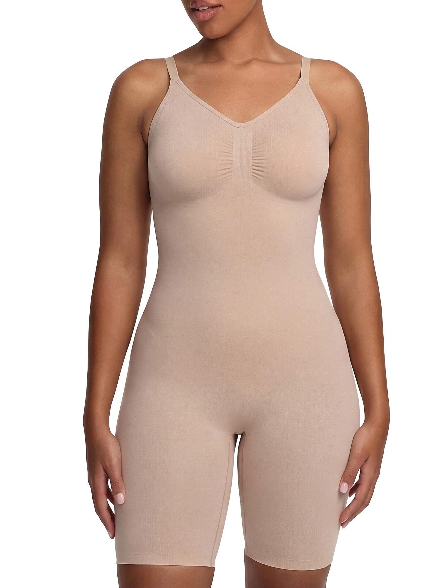 cfab by creamy fabrics Miederbody Bodysuit Sculpting Shapewear mit Shorts-Beige-2XL (1-tlg) Figurformend