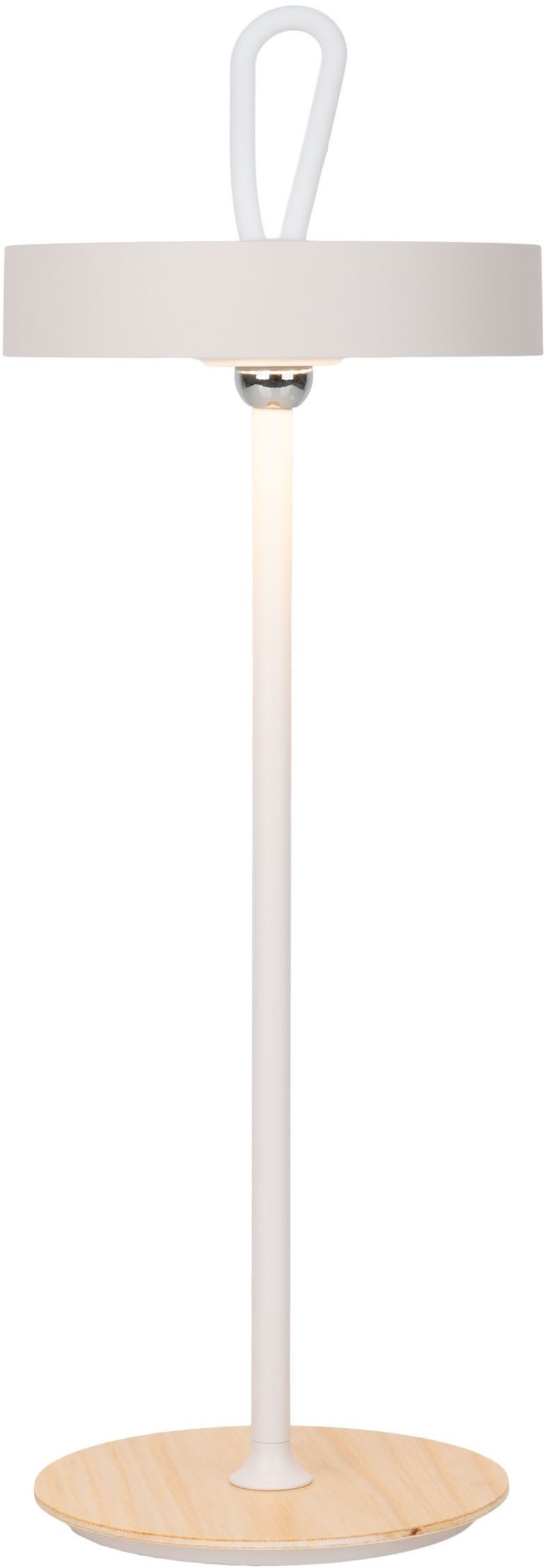 OTTO home LED Tischleuchte Ellvra mit Holzfuß, abnehmbares Kopfteil als Hängeleuchte verwendbar, Dimmfunktion, LED fest integriert, Warmweiß, aufladbar, inkl Ak – Bild 5 von 5