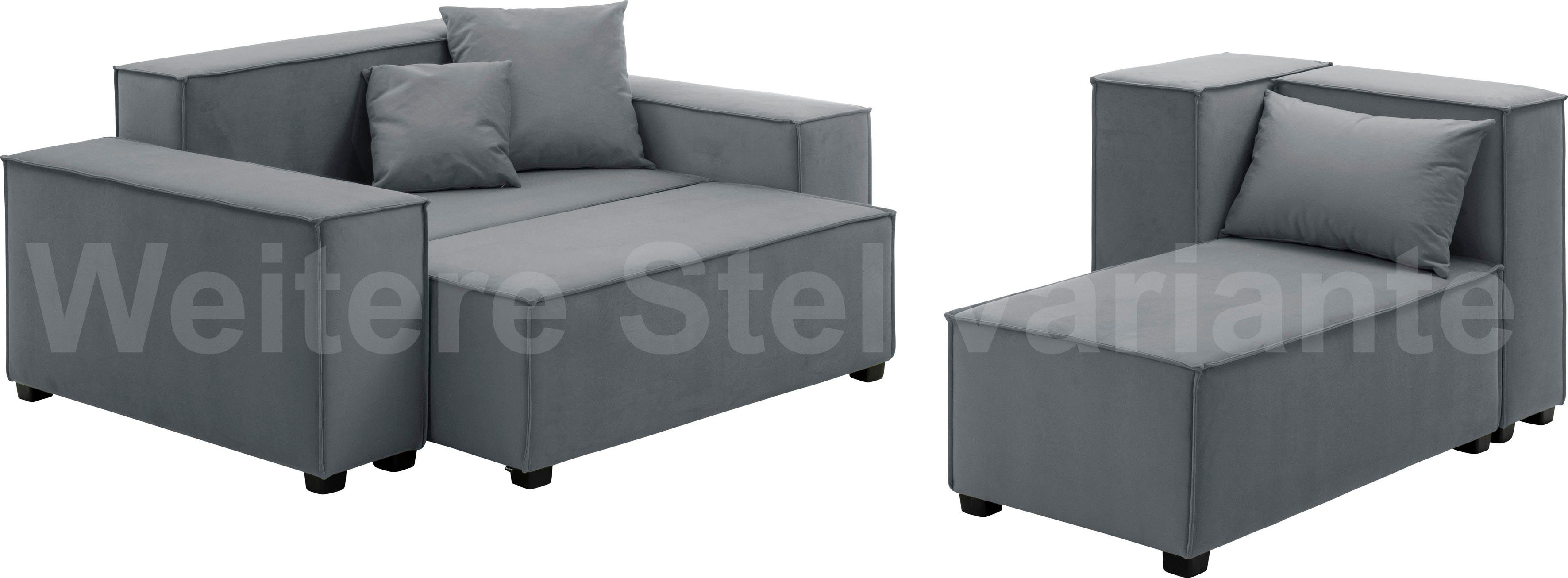 Wohnlandschaft kombinierbar 8 MOVE, Winzer® Max grau inklusive Set, 3 Sofa-Set Sitz-Elementen, Zierkissen, aus 06
