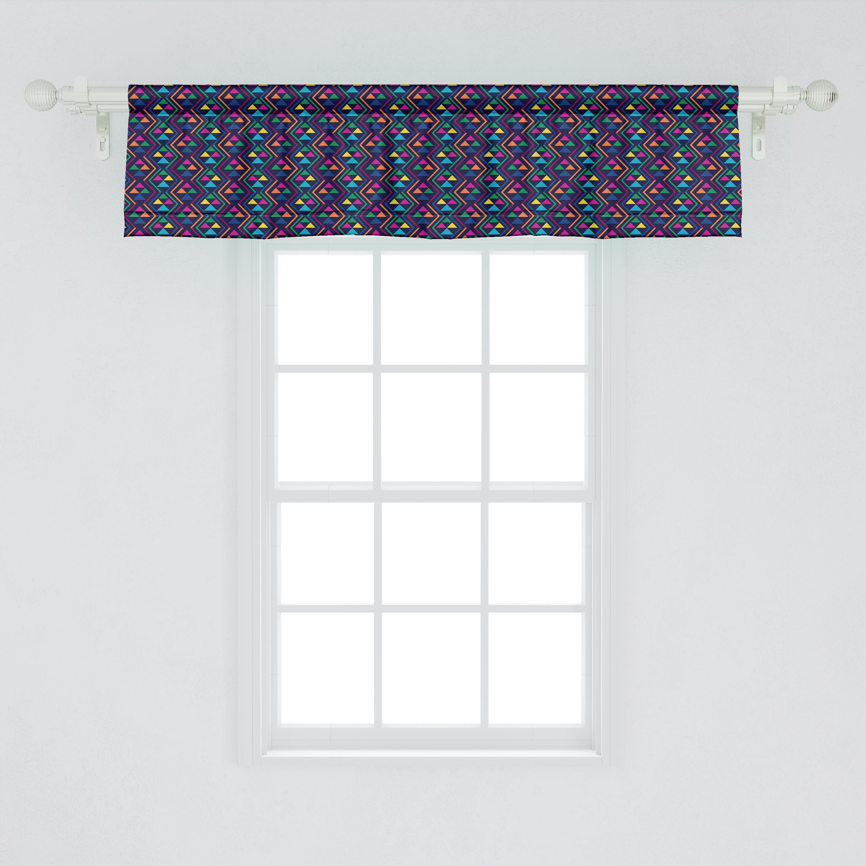 Scheibengardine Vorhang Volant für Zigzags Dekor Küche Abakuhaus, geometrisch Triangles Stangentasche, Microfaser, und mit Schlafzimmer