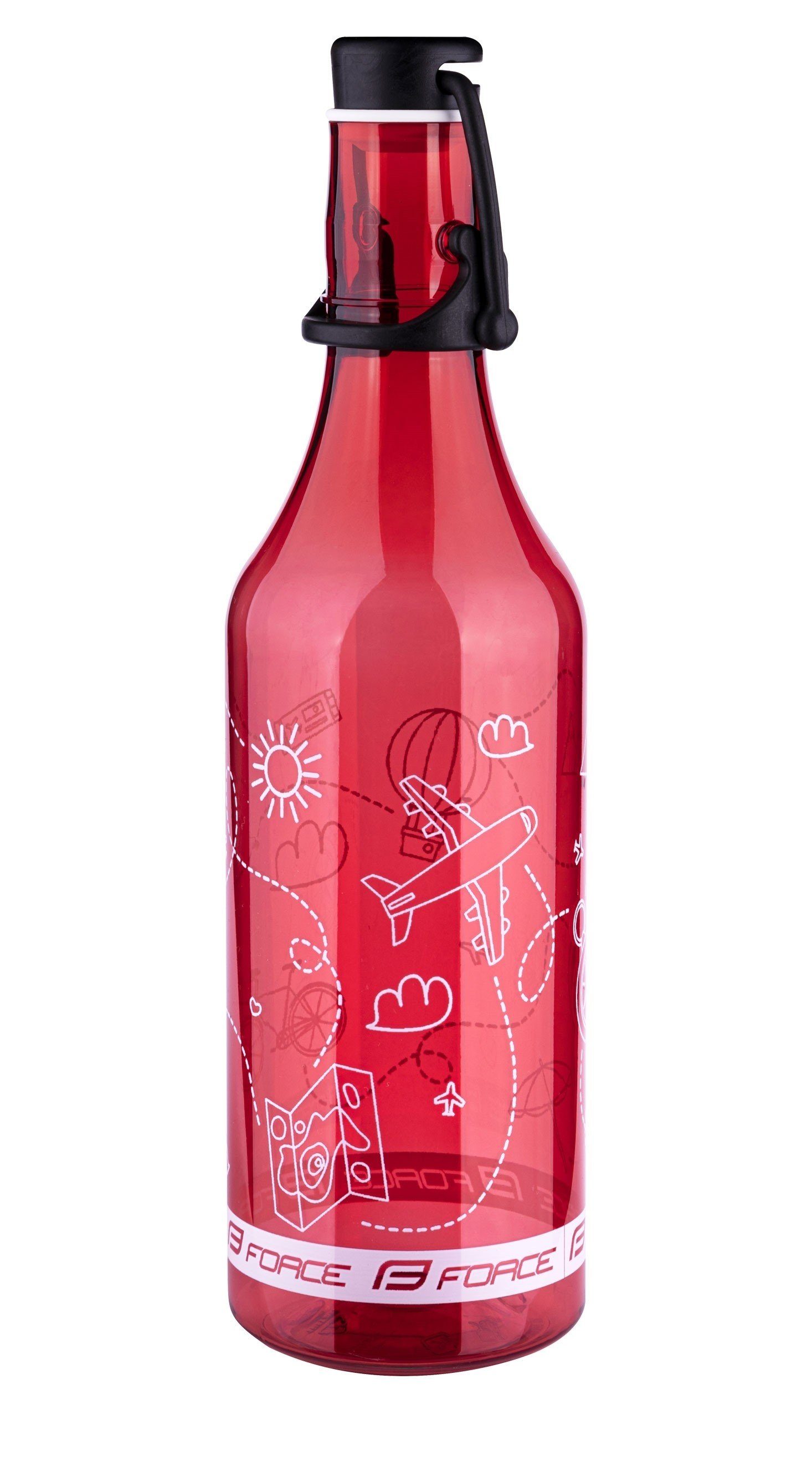 FORCE Trinkflasche Flasche FORCE FLASK 0,5 l transparent rot gemustert